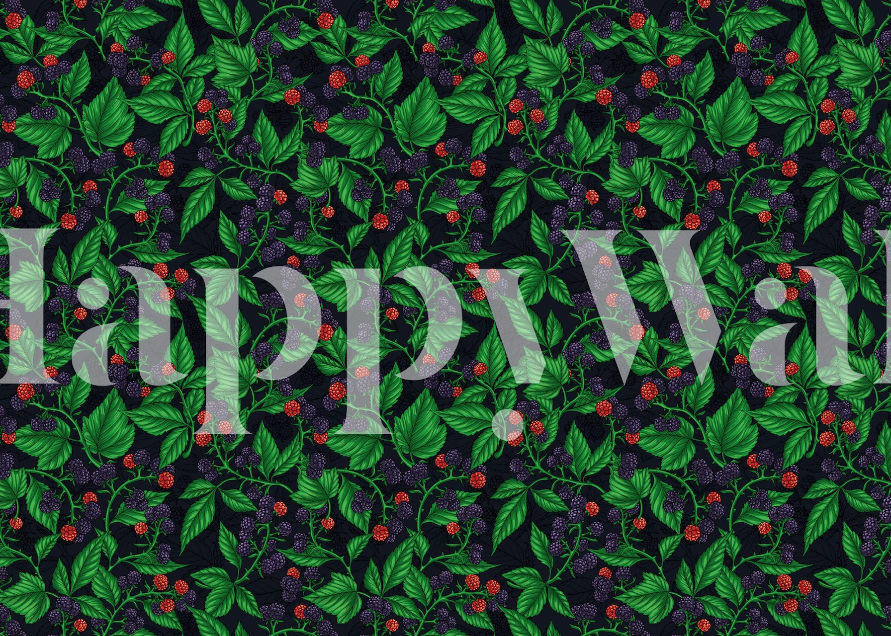 Blackberries on dark gray mønster tapet i et rum