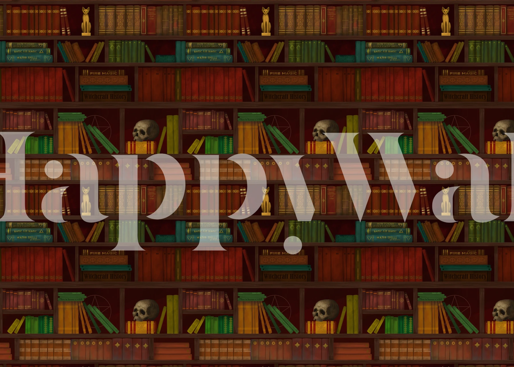 Dark Academia wallpaper with books and skulls