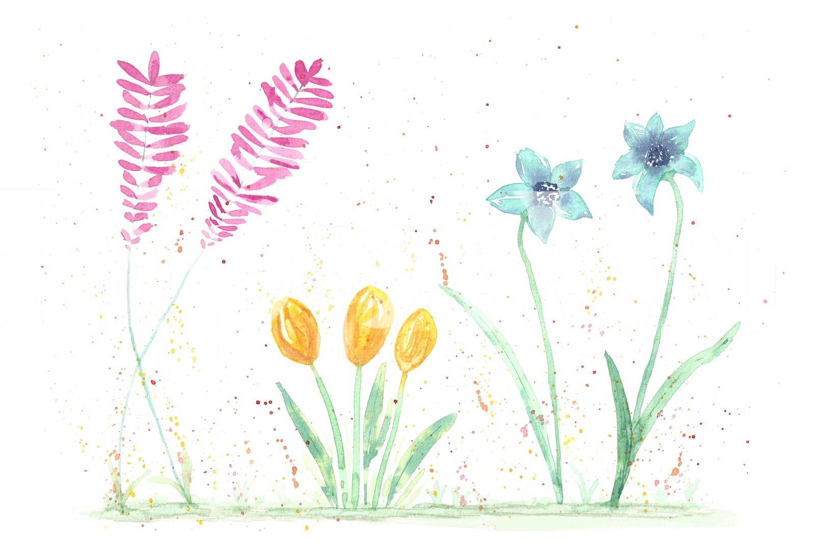 Delicate Painted Flowers Wallpaper Happywall