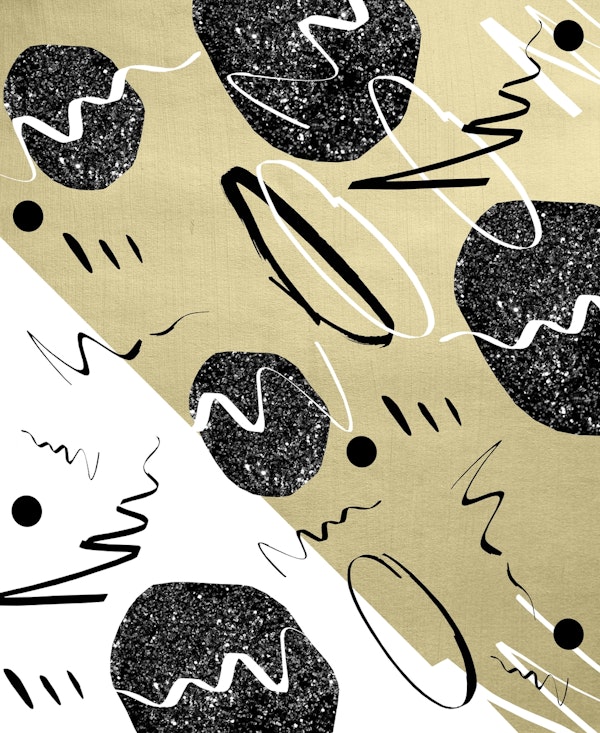 Gold Black White Abstract 1