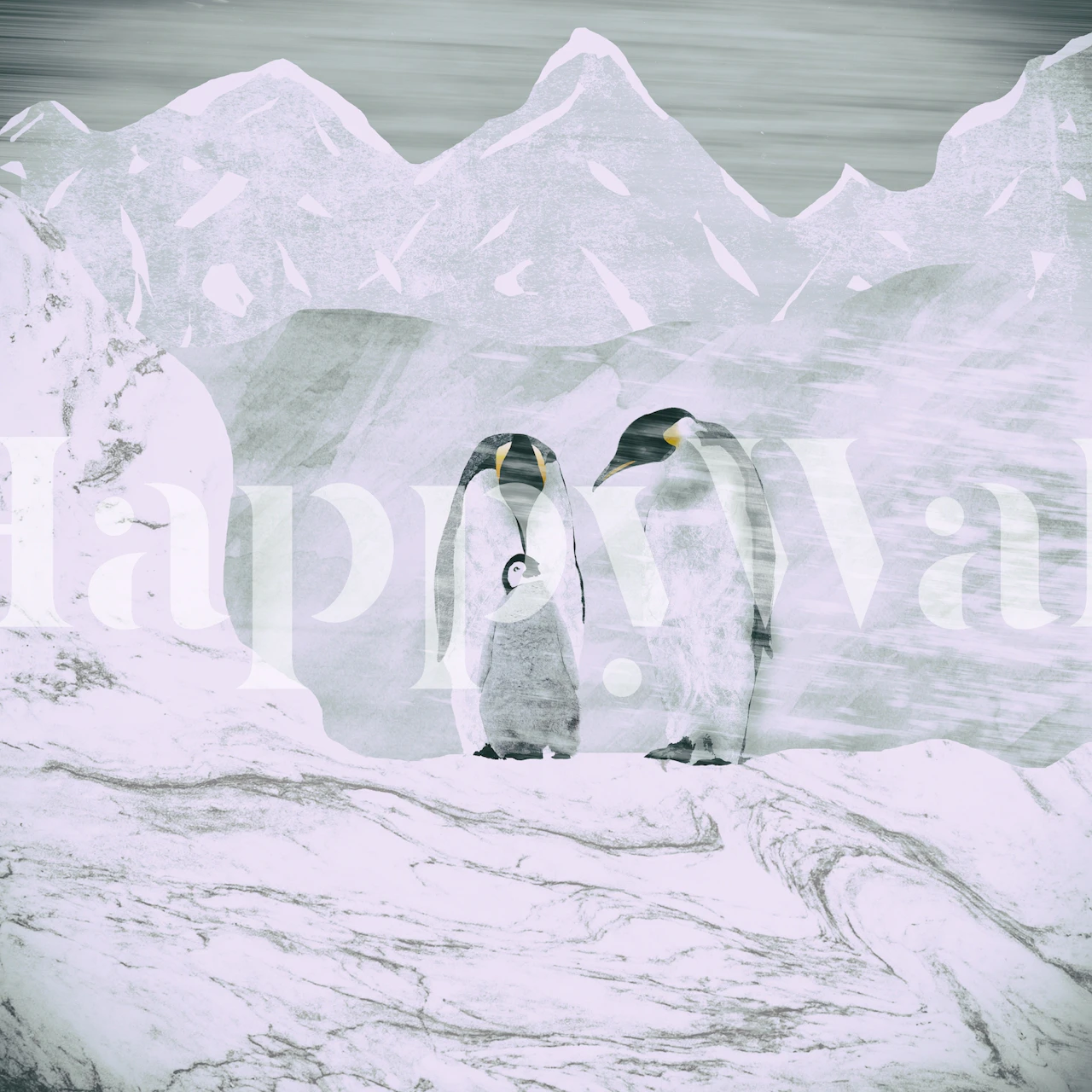 Penguin family Tapete in einem gemütlichen Raum