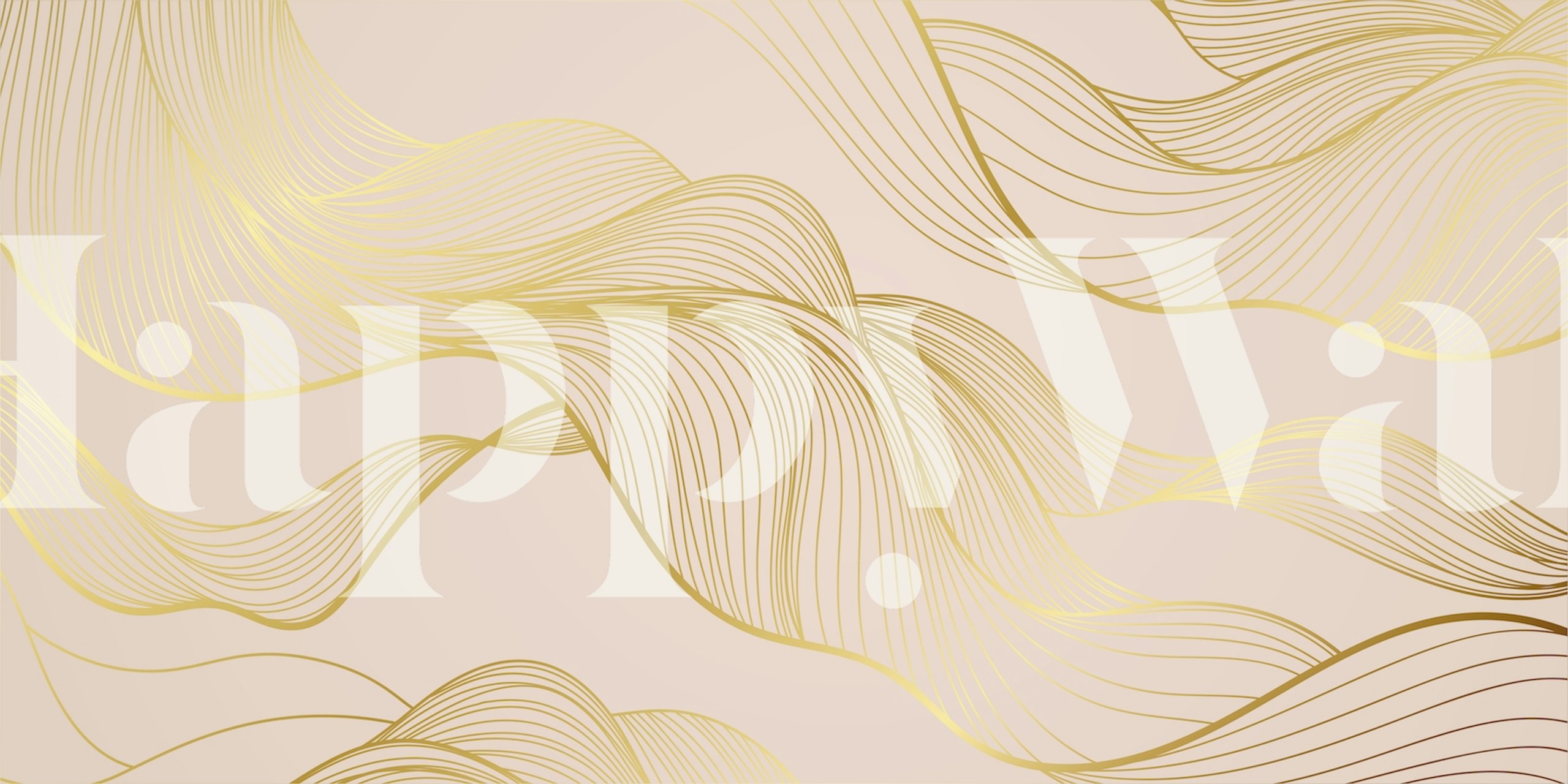 Tapeta Blush s zlatnim linijama u sobi