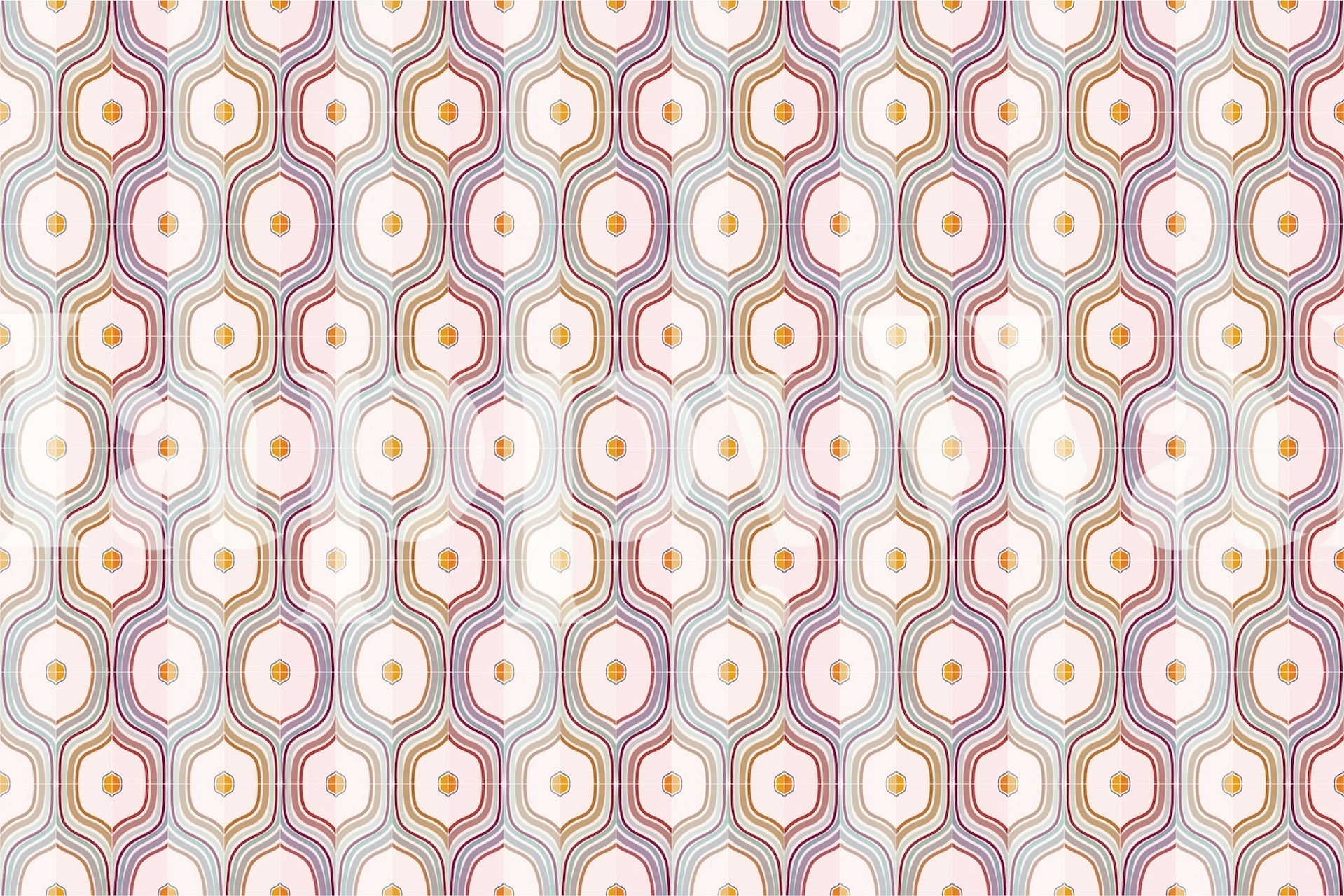 Fototapeta Vintage dlaždicový vzor s geometrickými tvary v pastelových barvách