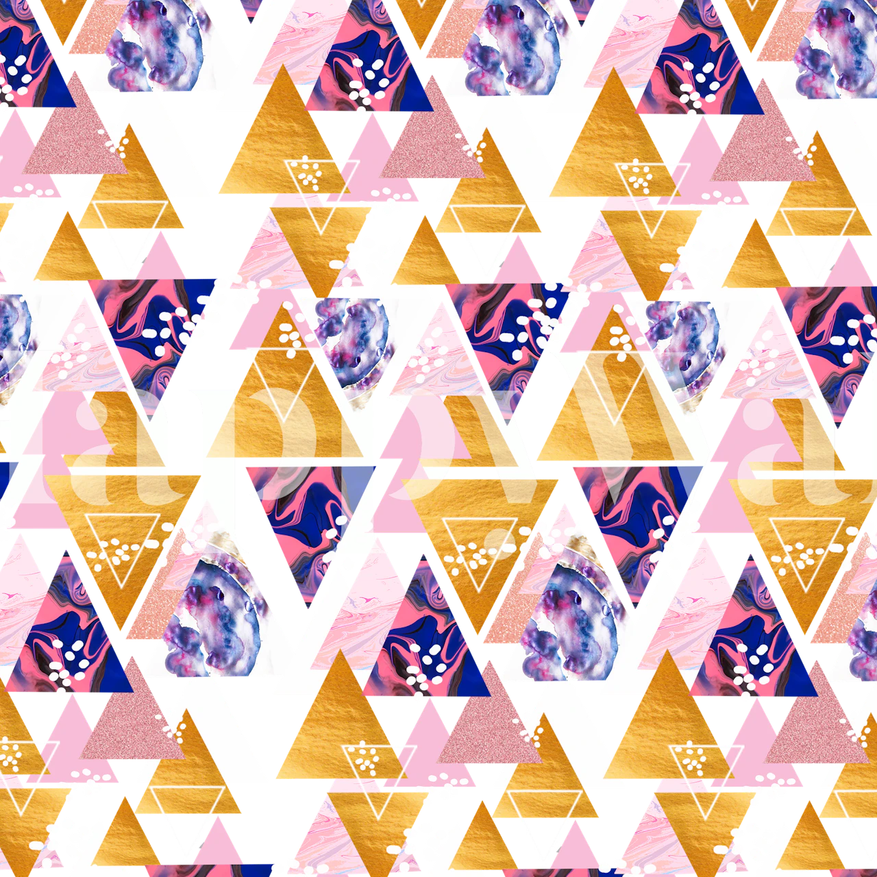 Geometric patterned wallpaper in a styled room