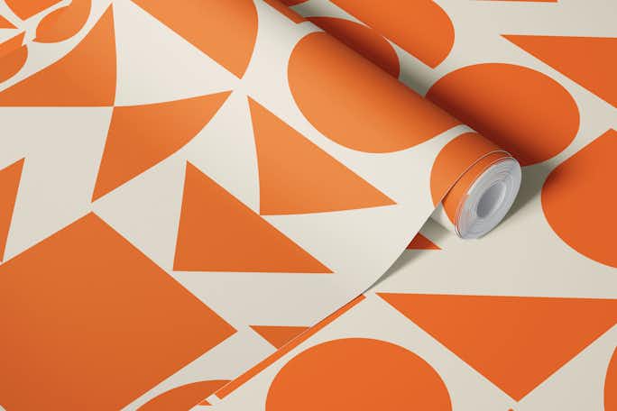 Shapes in Orangewallpaper roll