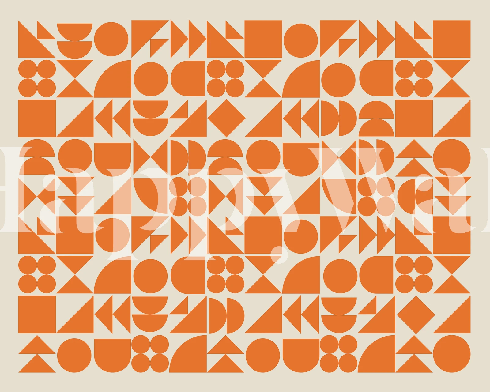 Geometric shapes in orange on beige background wallpaper
