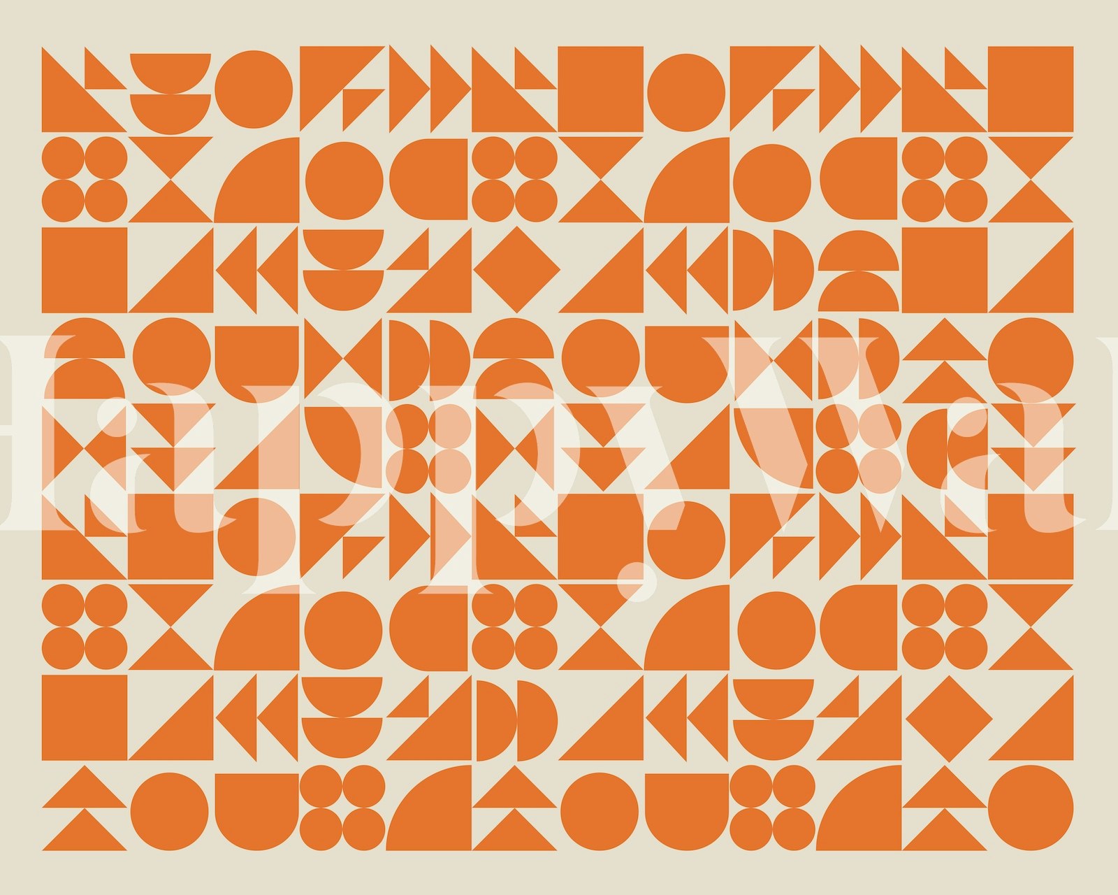 Geometric shapes in orange on beige background wallpaper