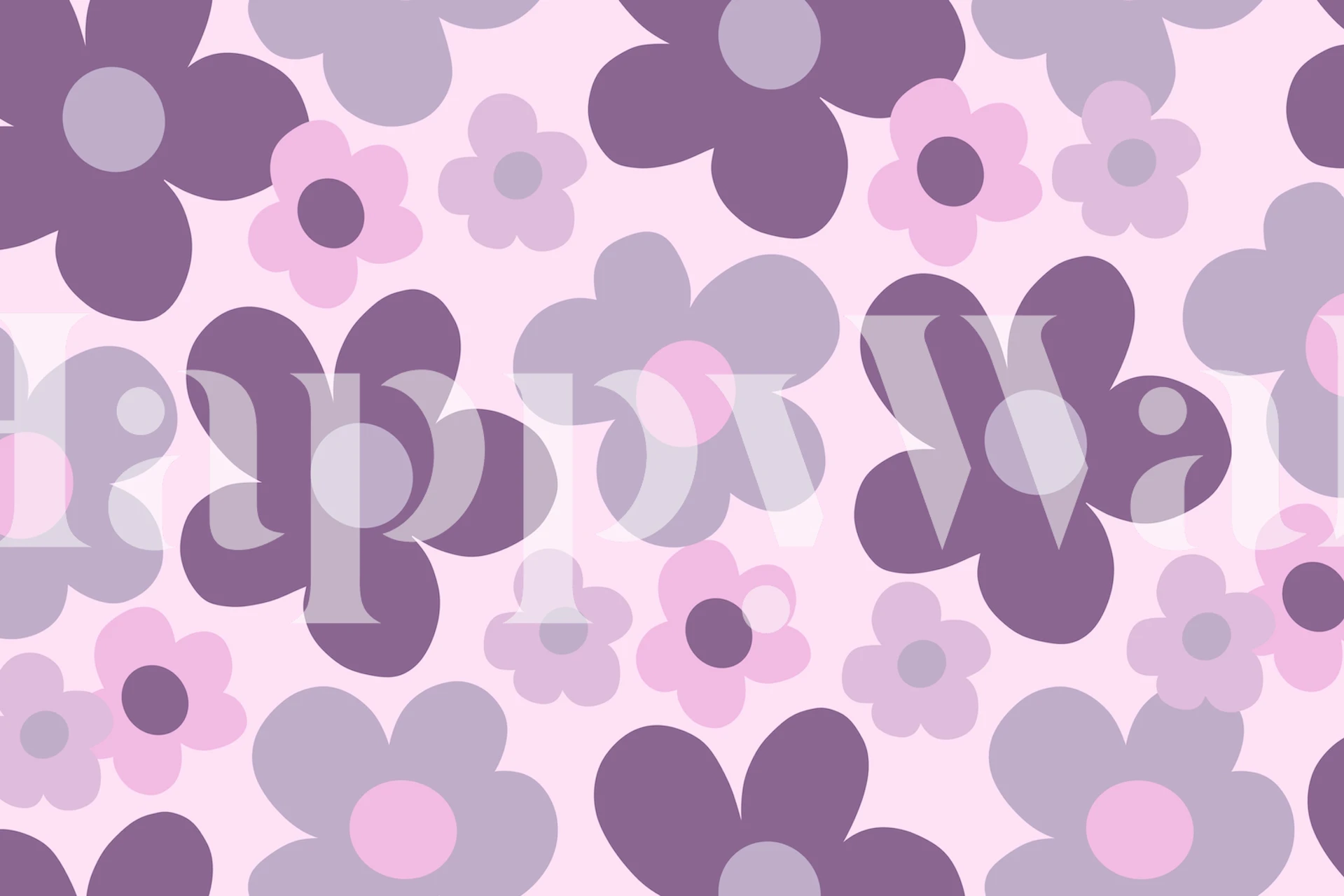 Lavender Daisies Retro Dream 1 wallpaper in a room
