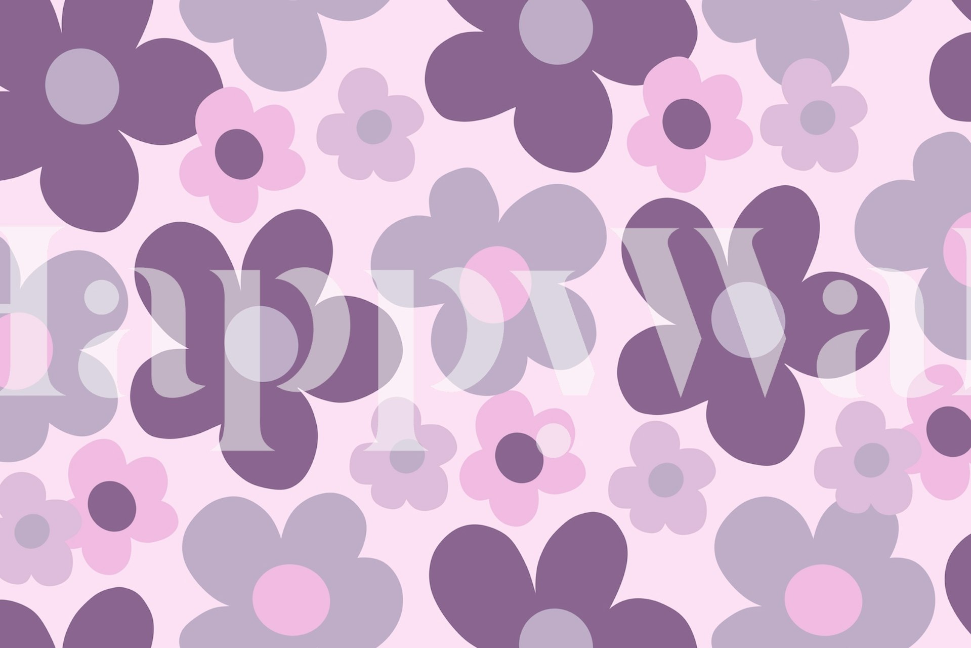 Lavender Daisies Retro Dream 1 wallpaper in a room