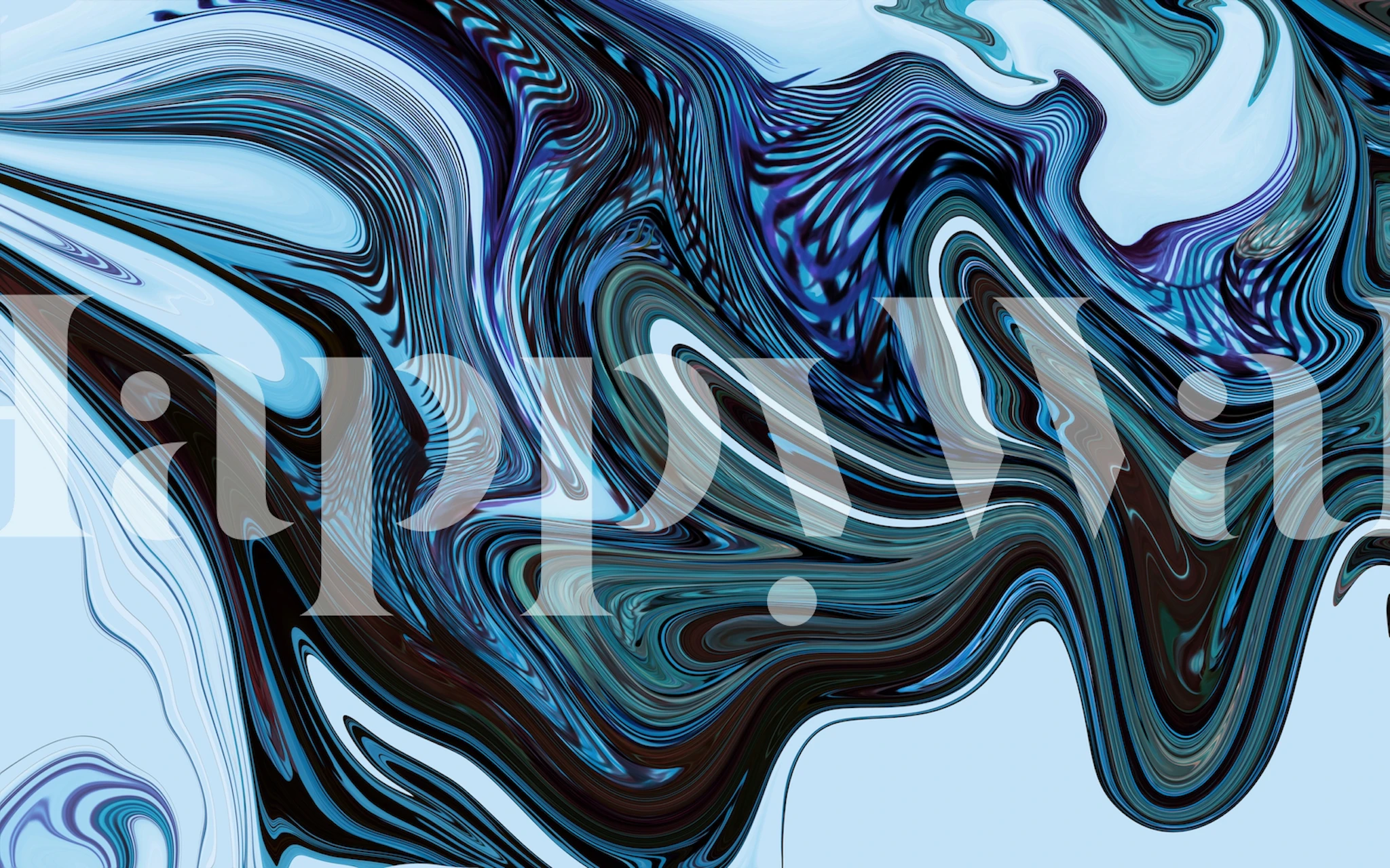 Blue marble ocean wave wallpaper in a room