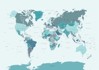 World Map Teal carta da parati