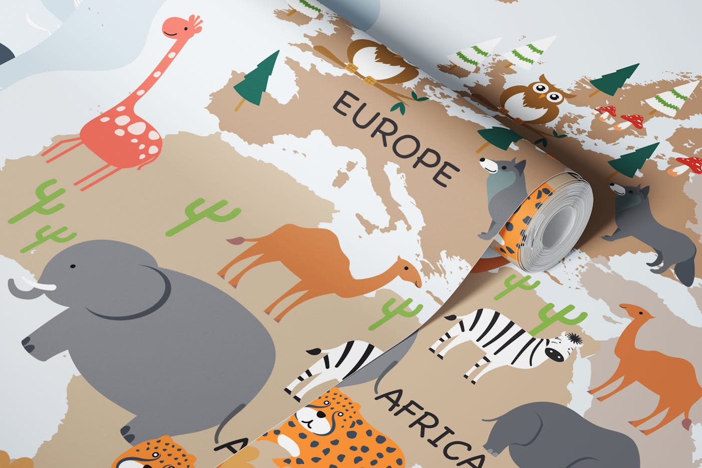 Kids Map of the World wallpaper roll