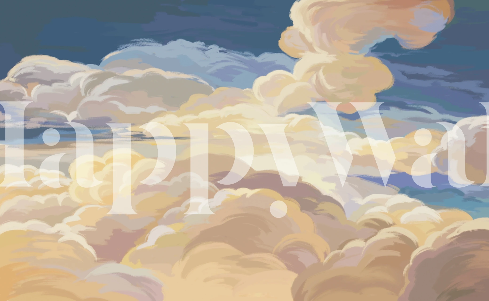 Soft pastel clouds and blues wallpaper, artistic sunset mural