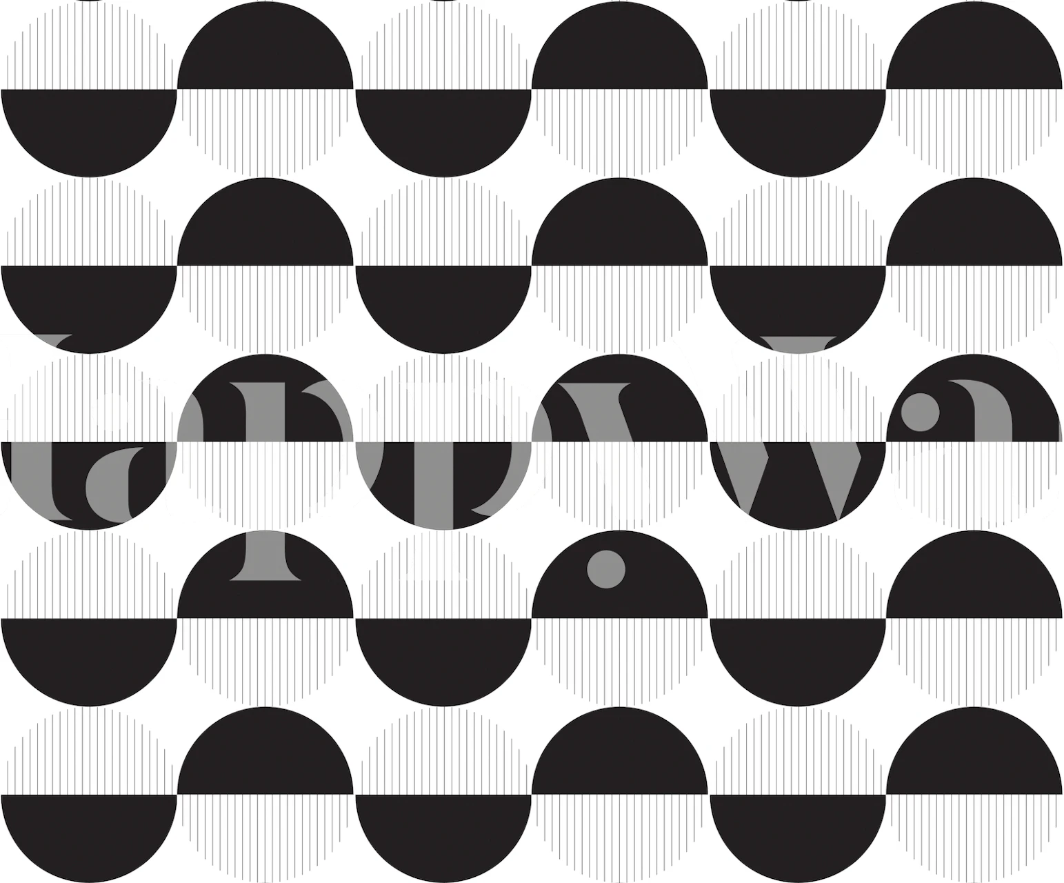 Monochromatic vintage pattern wall mural with curving lines