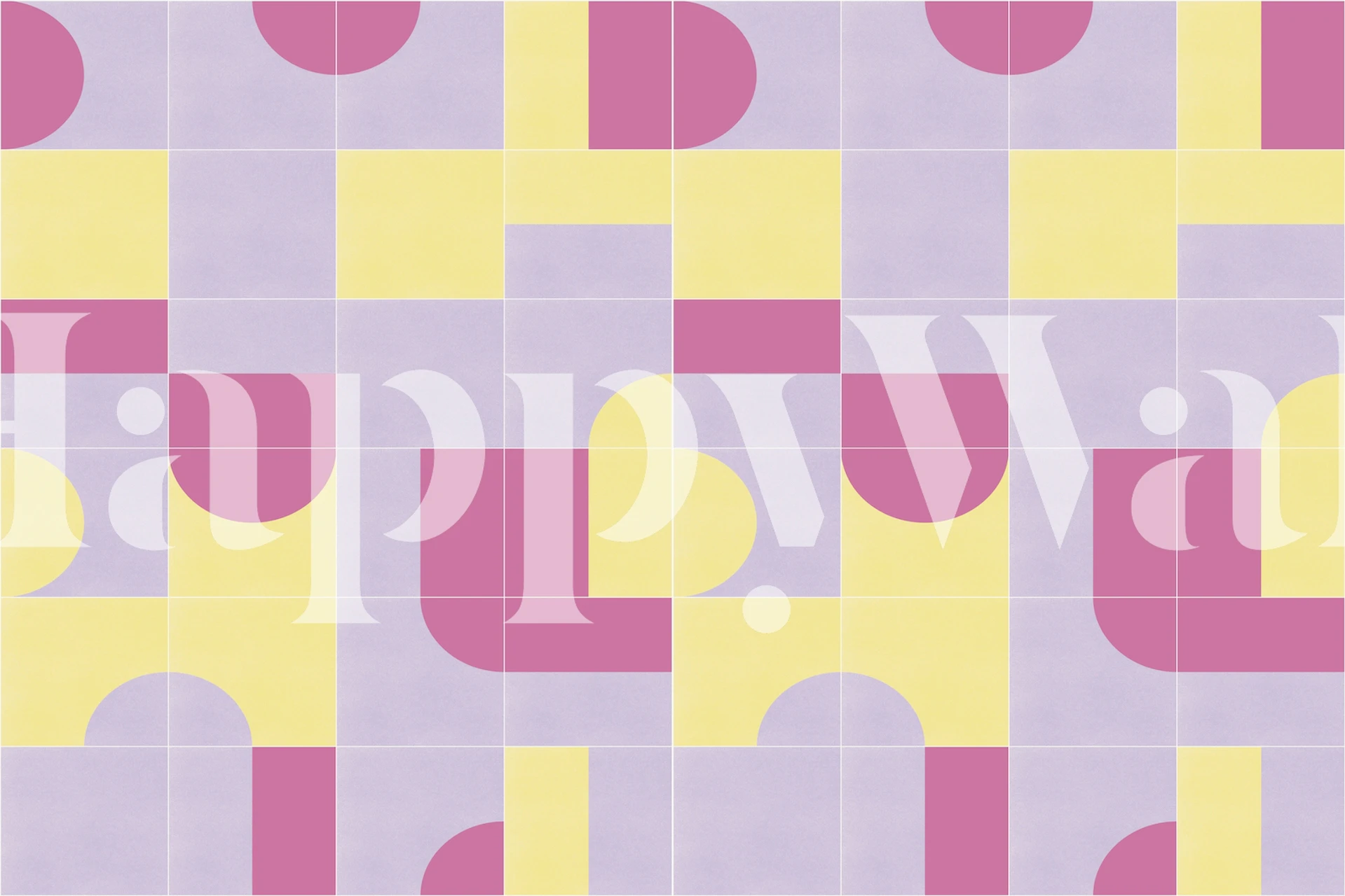 Vægmaleri i pastel geometriske former i vintagestil