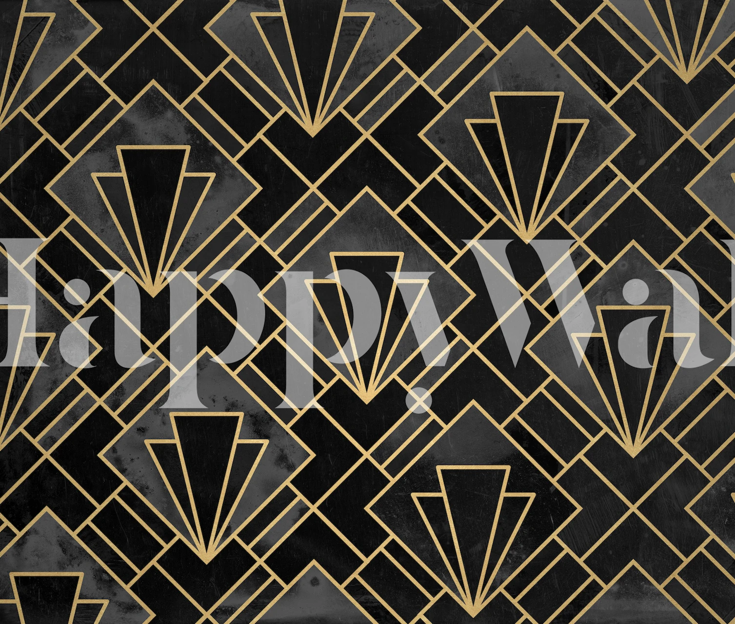 Charcoal Art Deco Mosaic behang in een kamer