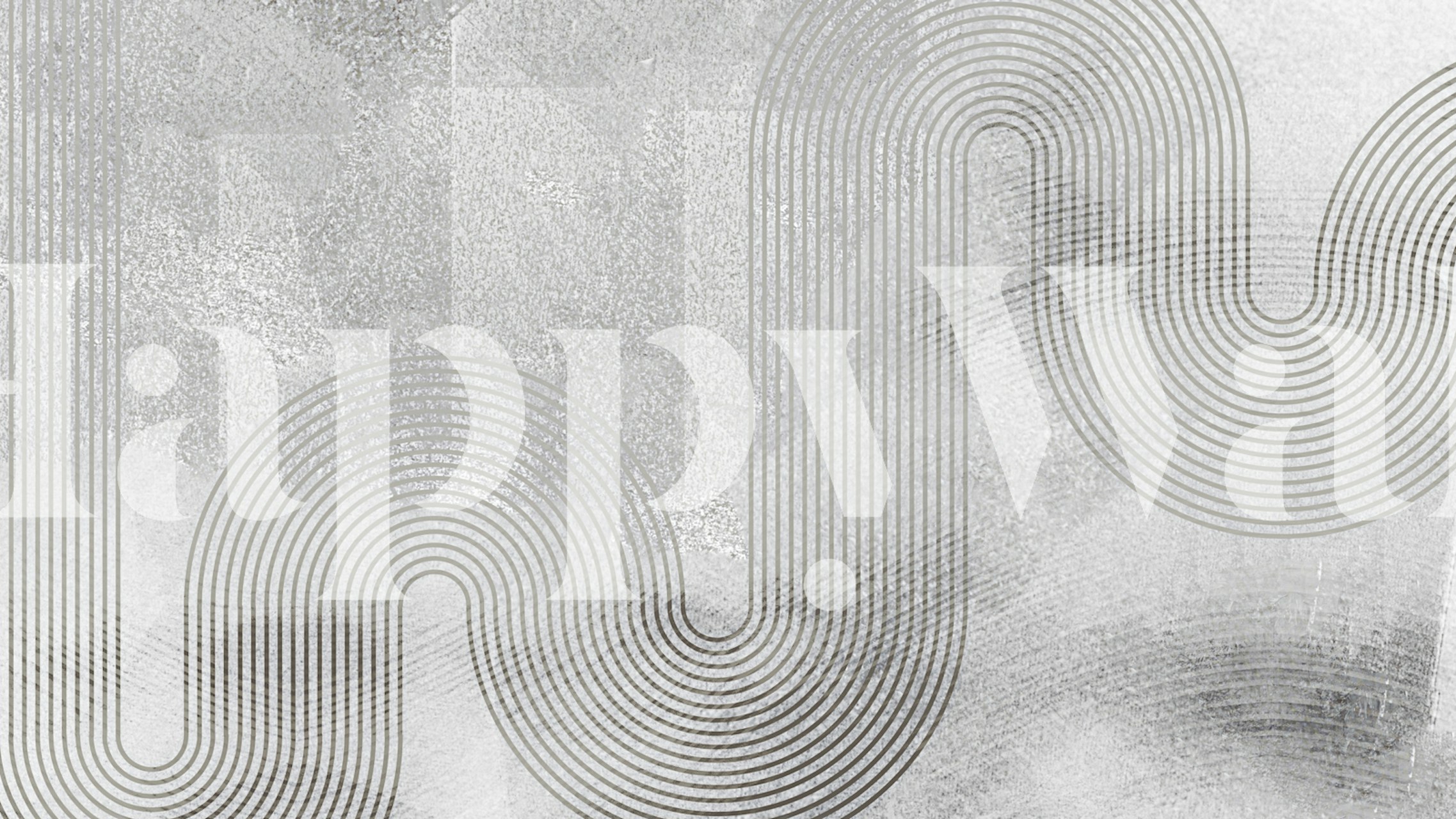 Gray abstract wallpaper featuring curved striped patterns