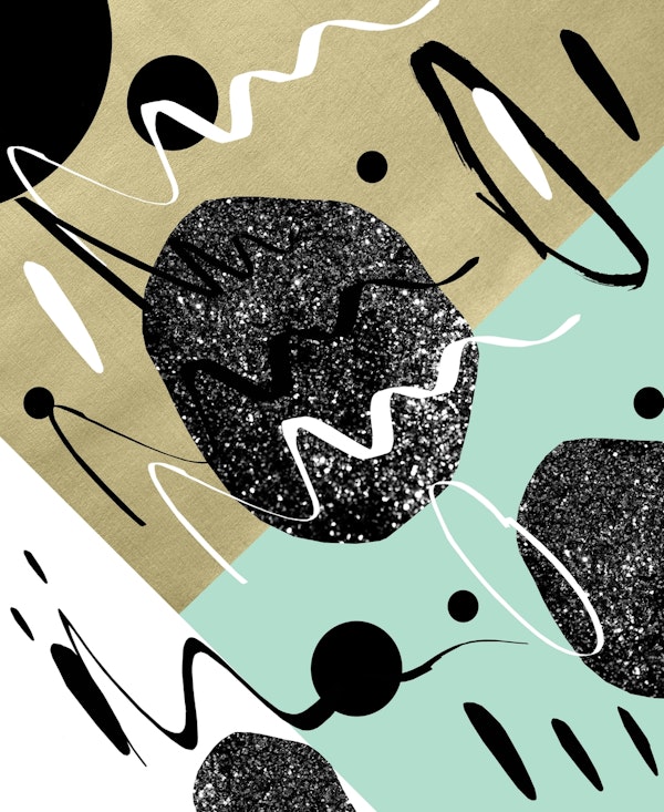 Gold Mint Black Abstract 1