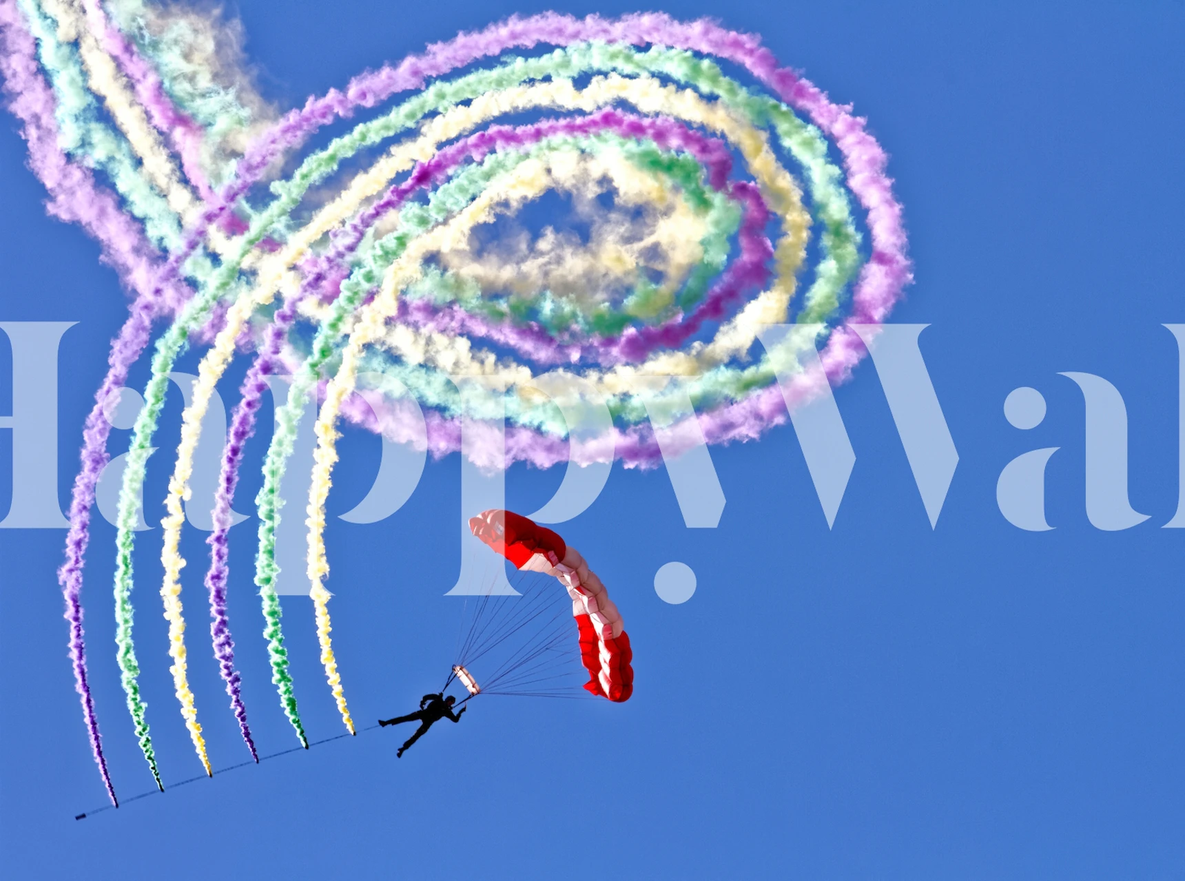 Colorful geometric swirls in pink, purple, green, and blue wallpaper