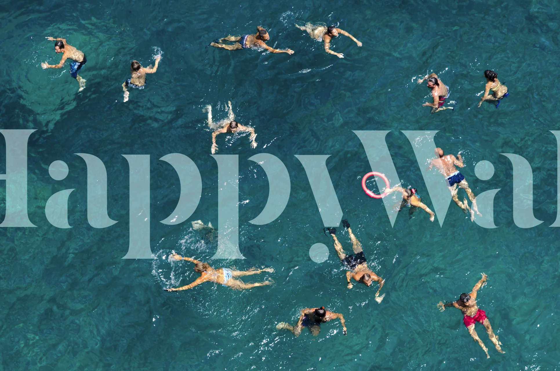 Blue water swim Tapete in einem Raum