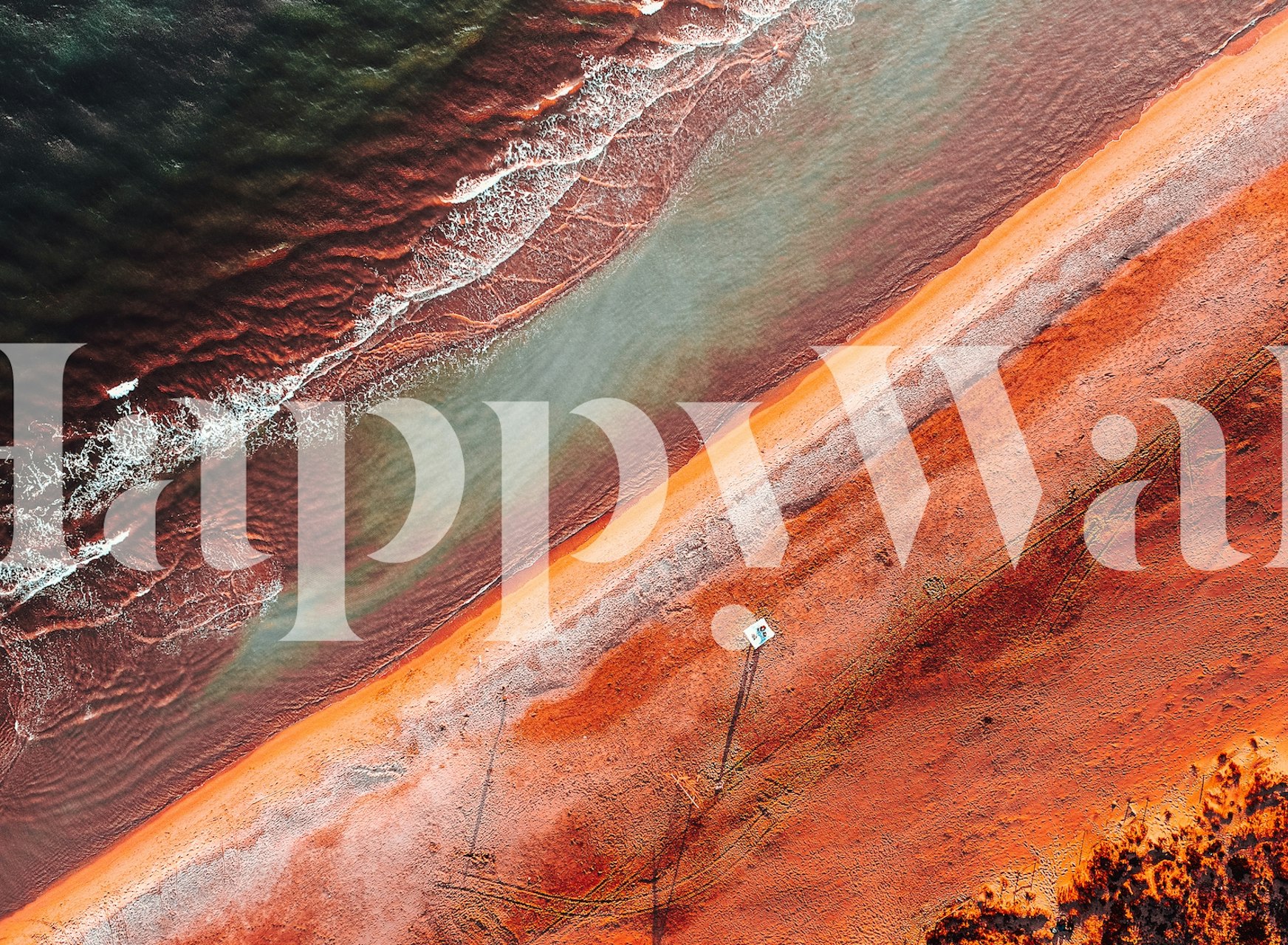 Ostia Lido-stranden fra luften veggmaleri