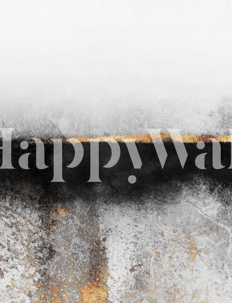 Abstract soot and gold wall mural with a blend of black, grey, and gold textures