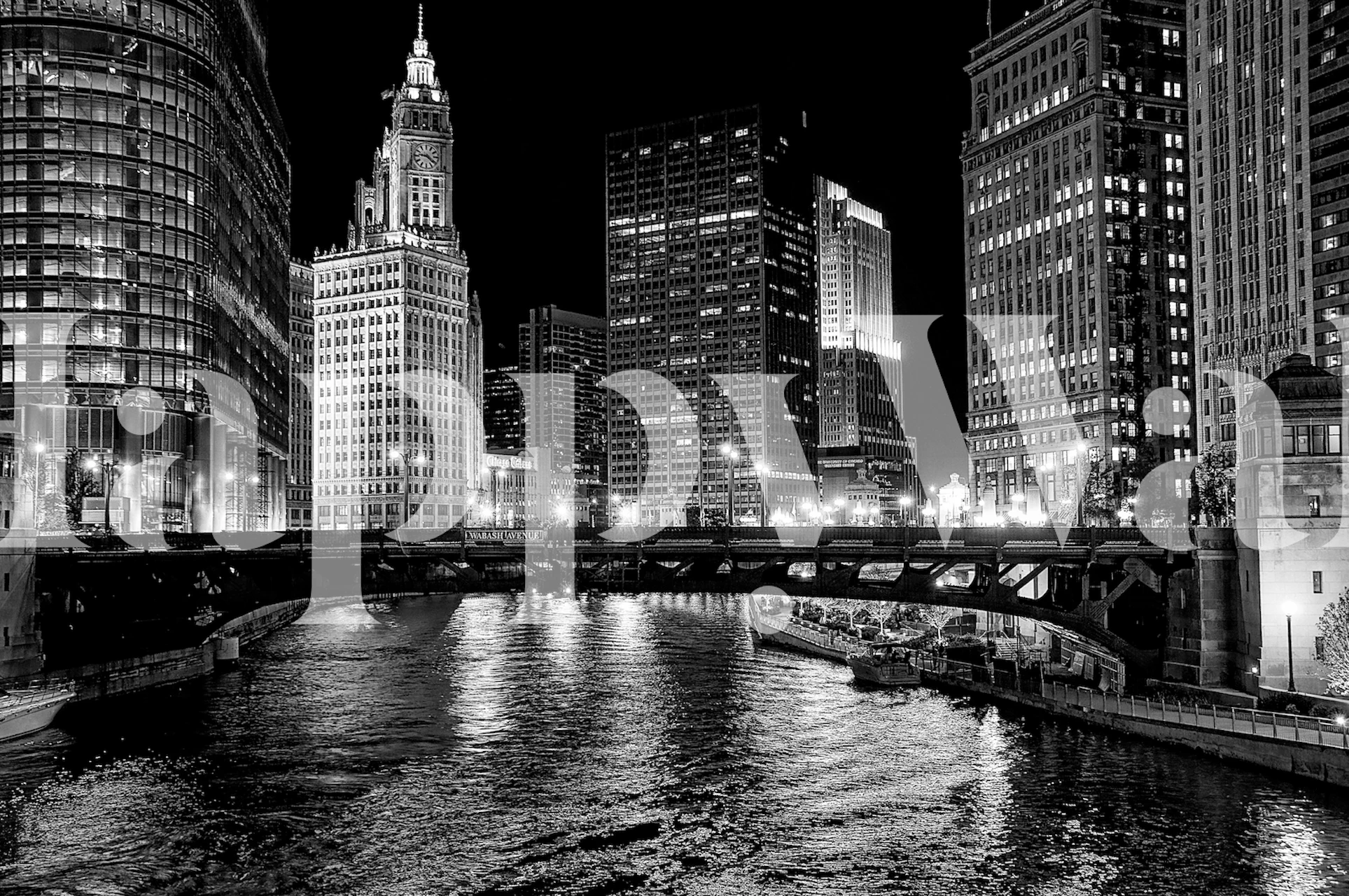 Papier peint urbain Chicago River dans une pièce