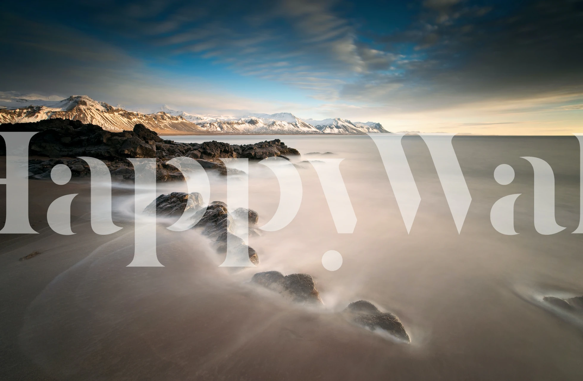 Wall mural of serene shoreline with gentle tides at twilight