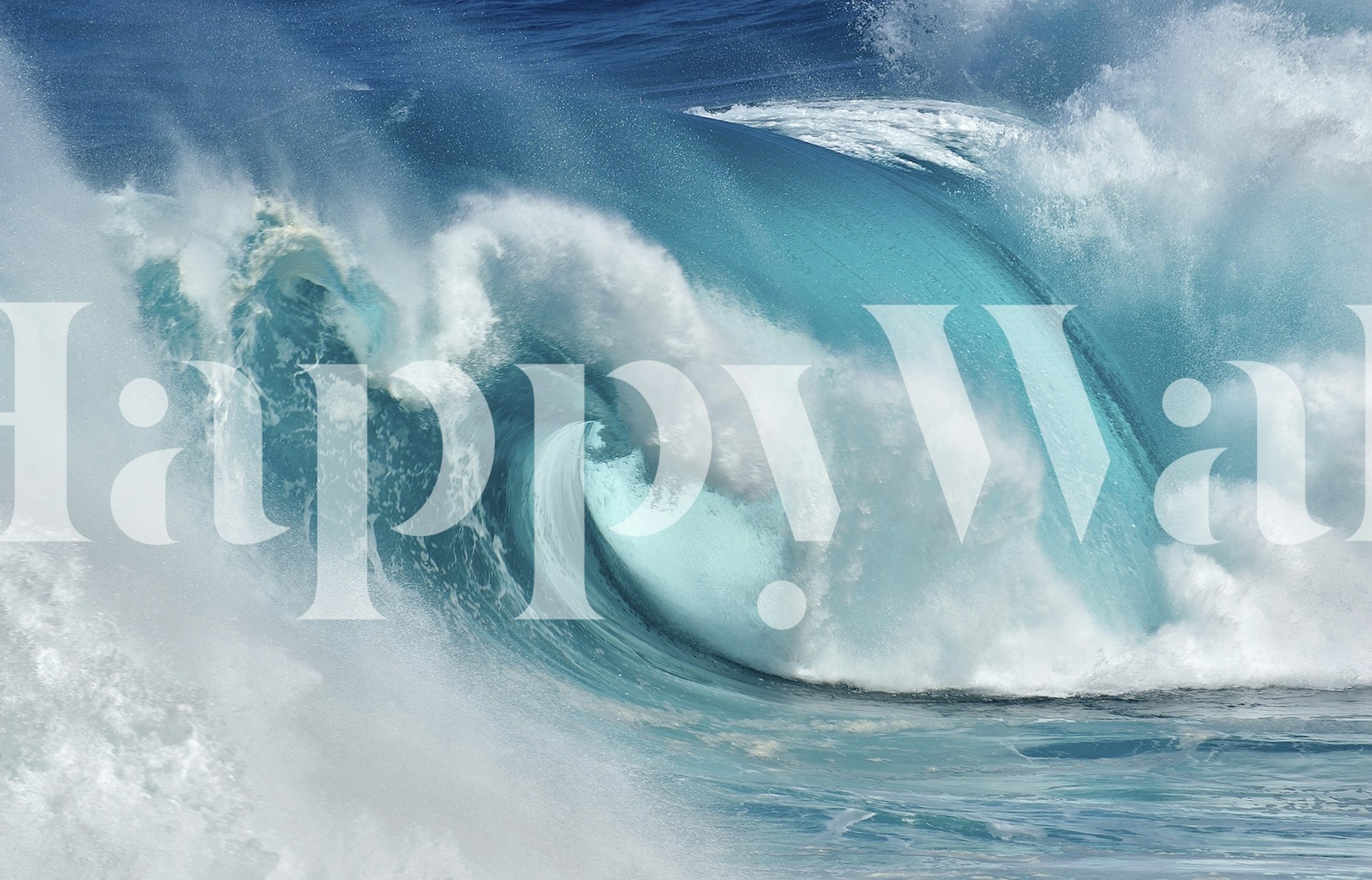 Abstrakt havbølgemaleri med blå ildeffekt