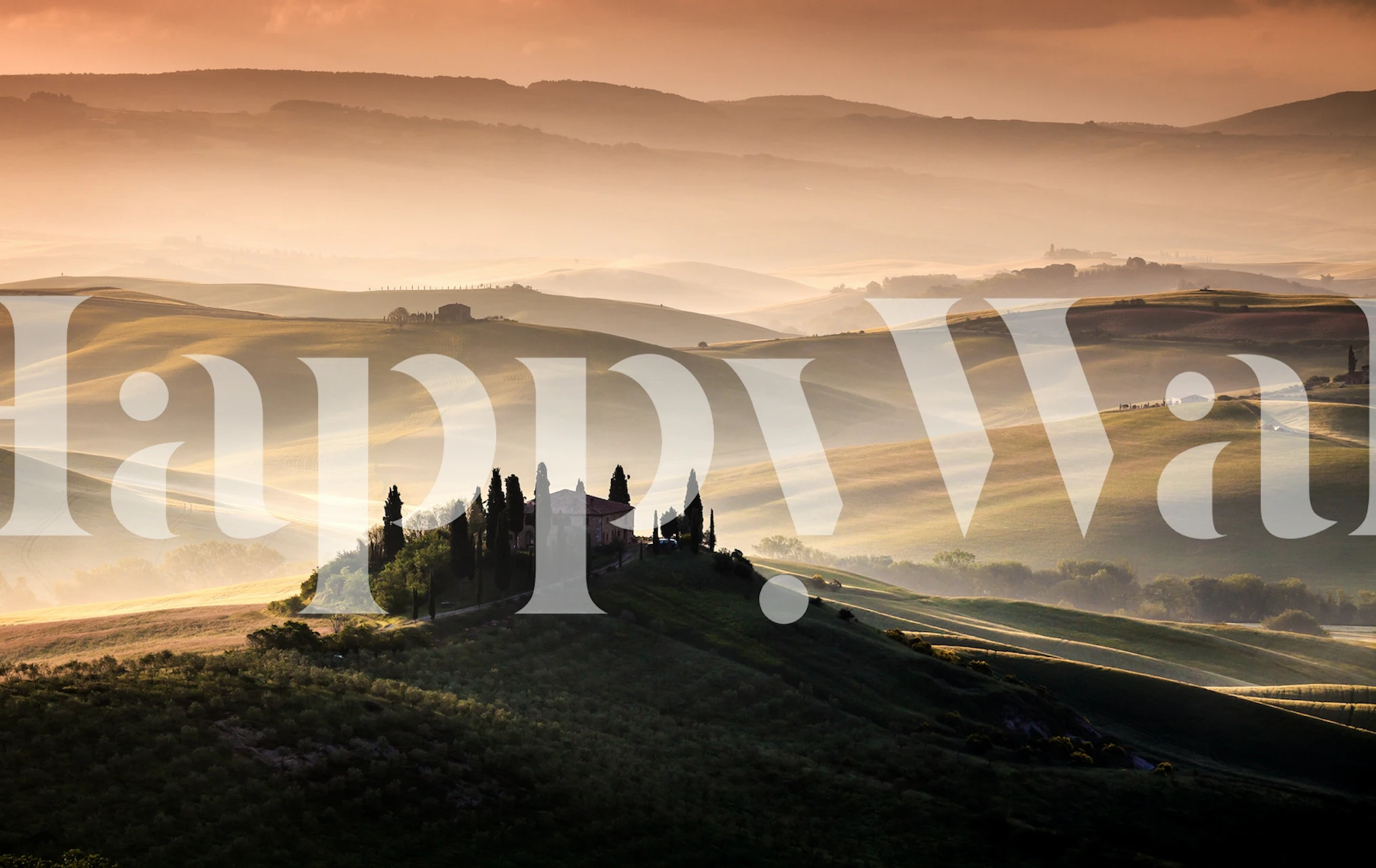A Tuscan Country Landscape behang in een kamer