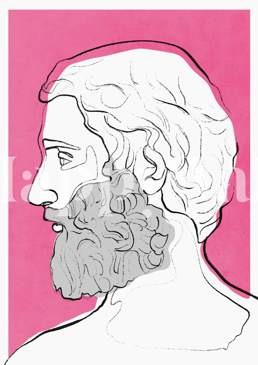 Profile view of a bearded man with a pink background wallpaper