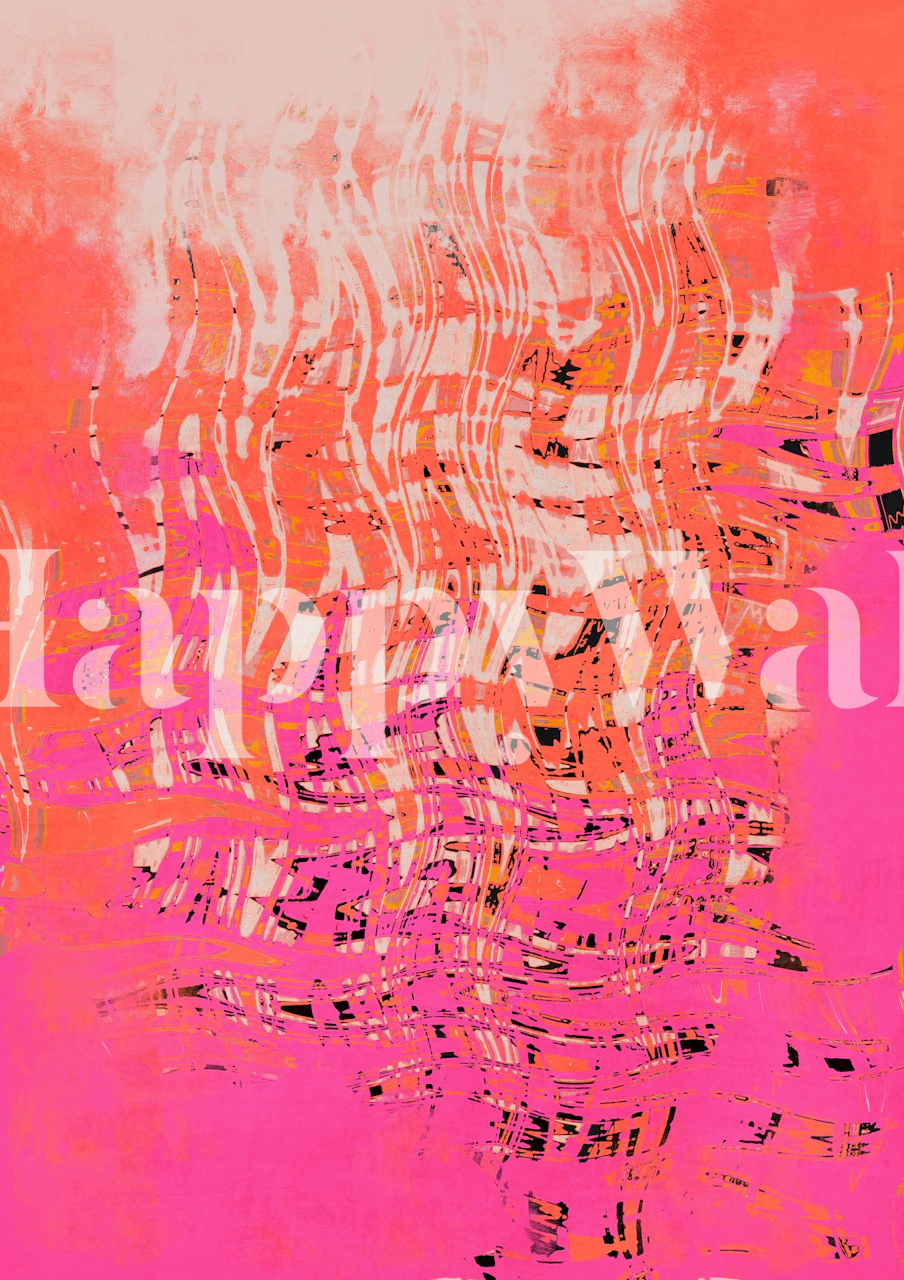 Abstract time travel themed wall mural with pink and black strokes on Happywall