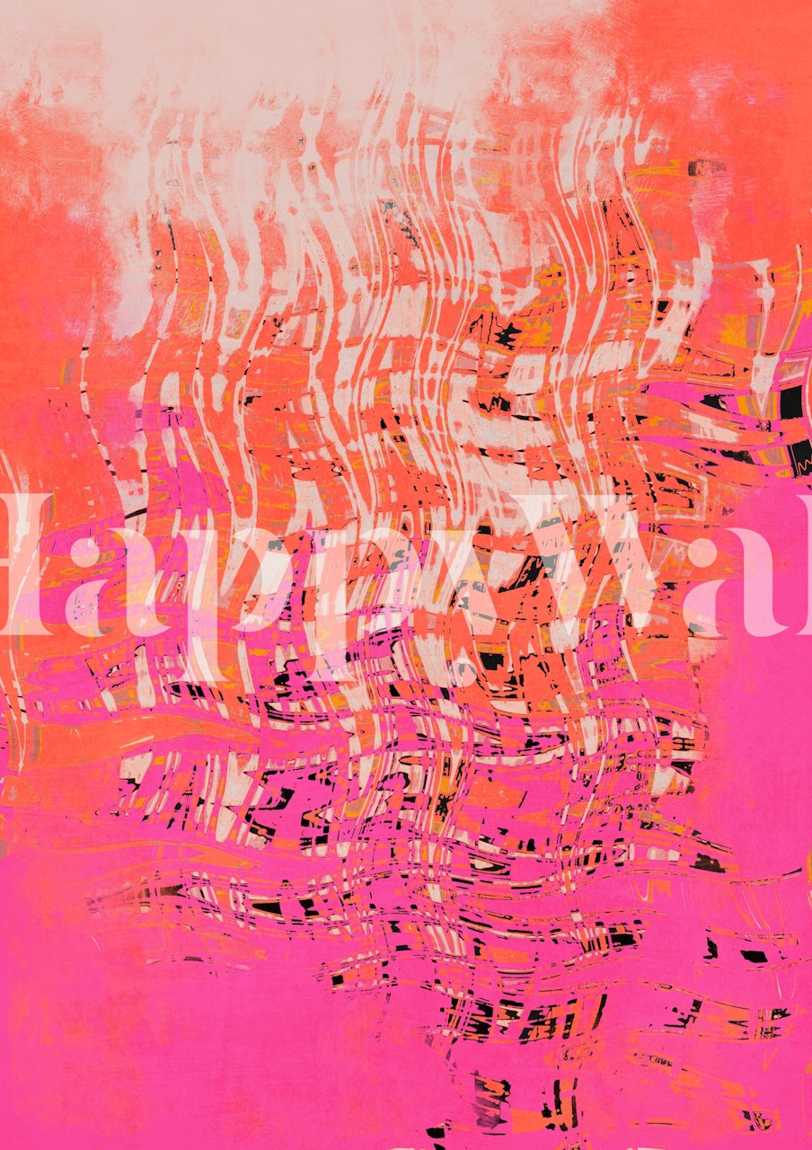 Fototapeta s abstraktním cestováním v čase s růžovými a černými tahy na Happywall