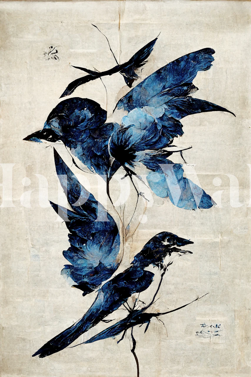 Blue Birds tapetti huoneessa