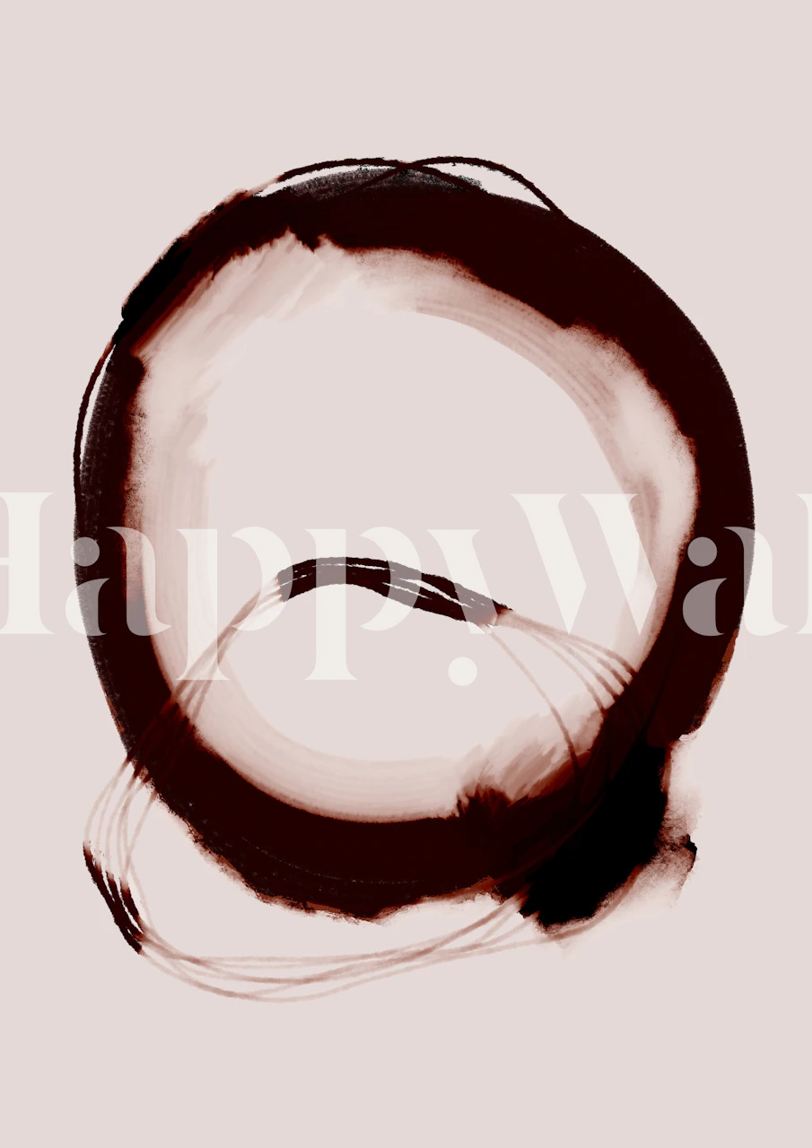 Abstract circular brush strokes in brown and beige wallpaper