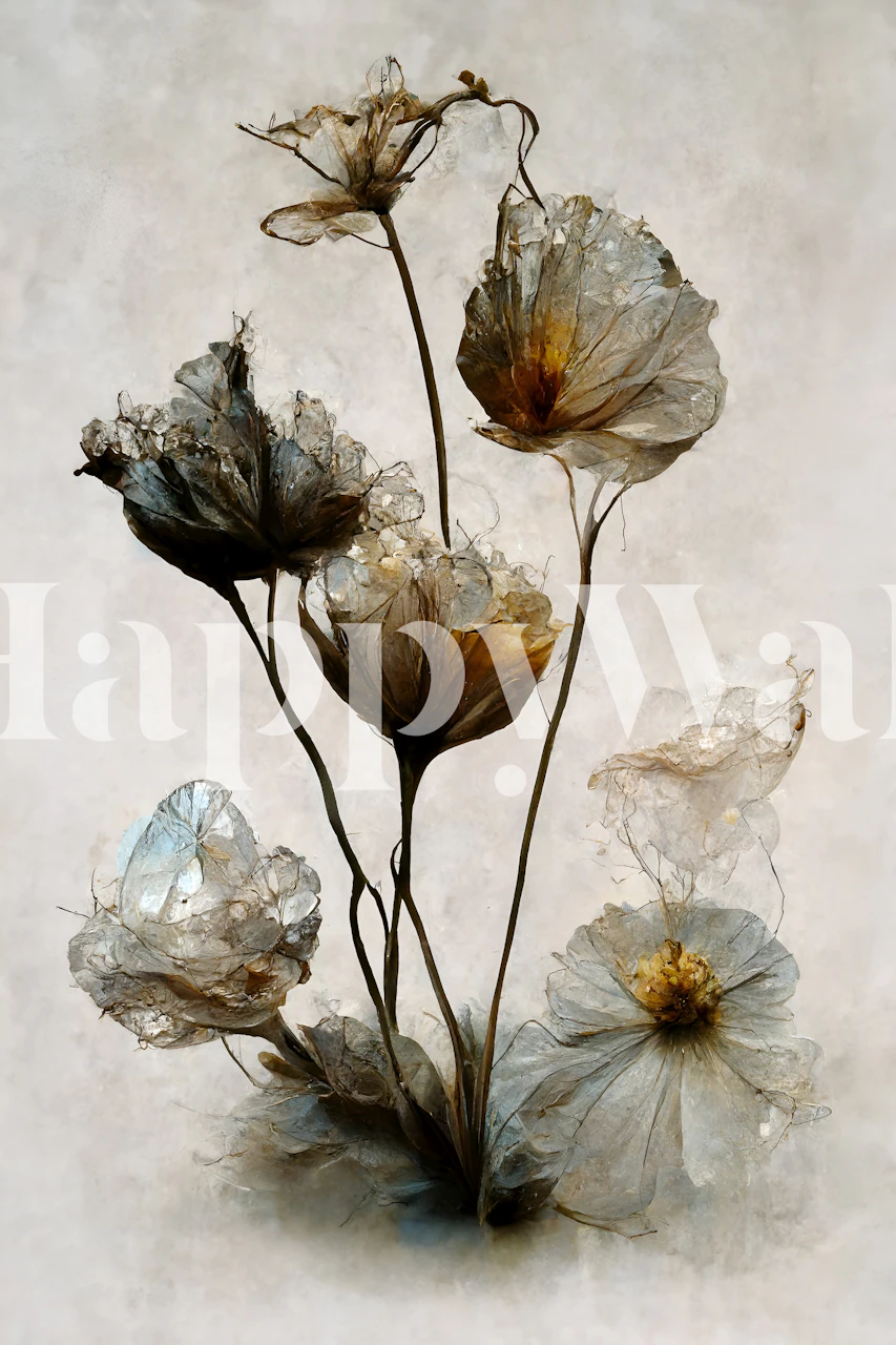 Carta da parati Crystal Flowers esposta in una stanza