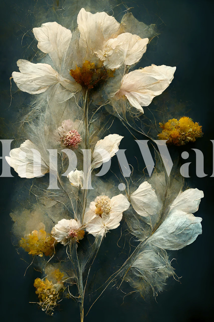 Wzór tapety kwiatowej w pomieszczeniu