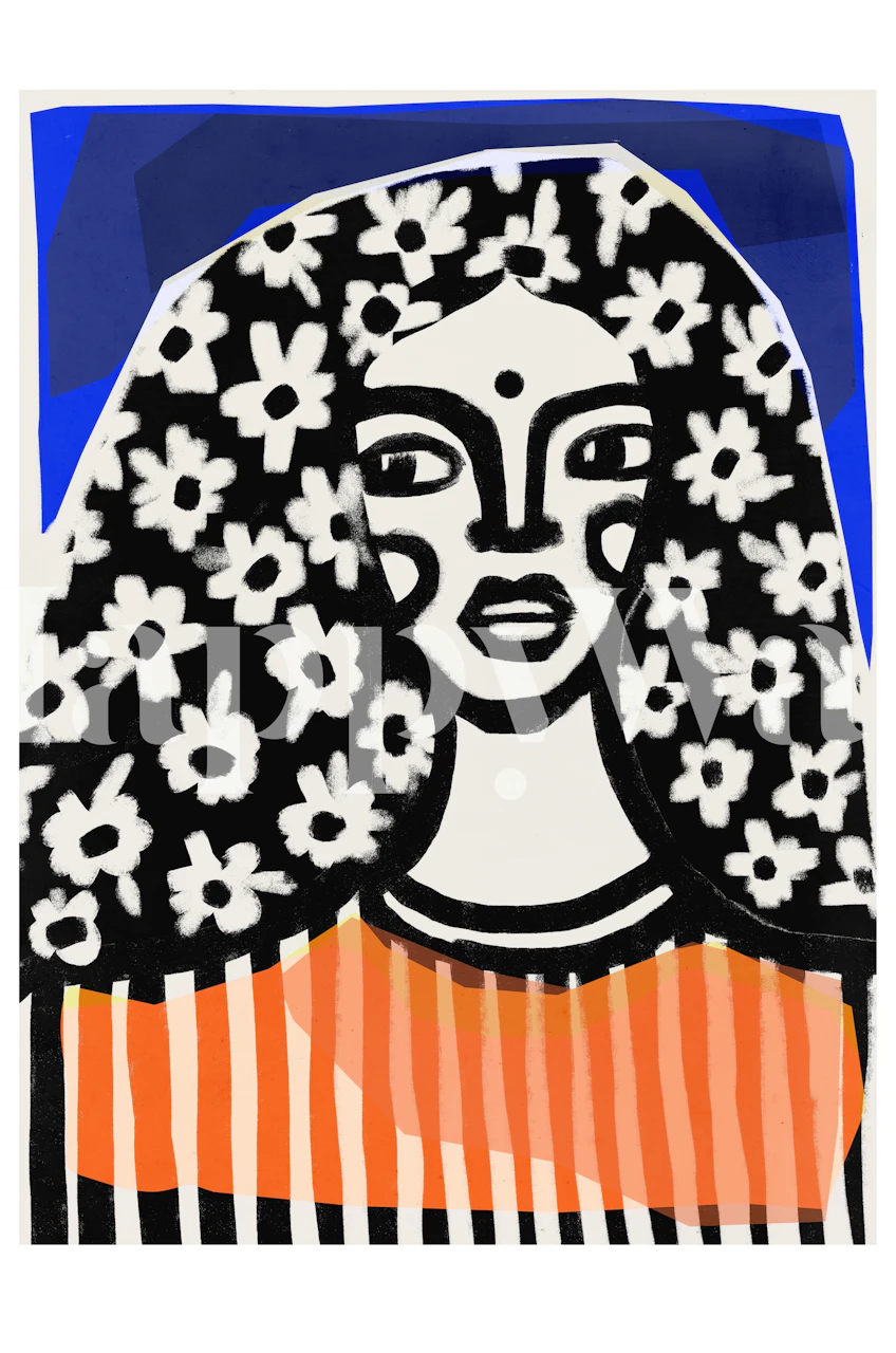 Abstract female figure with floral pattern Before You Go wall mural