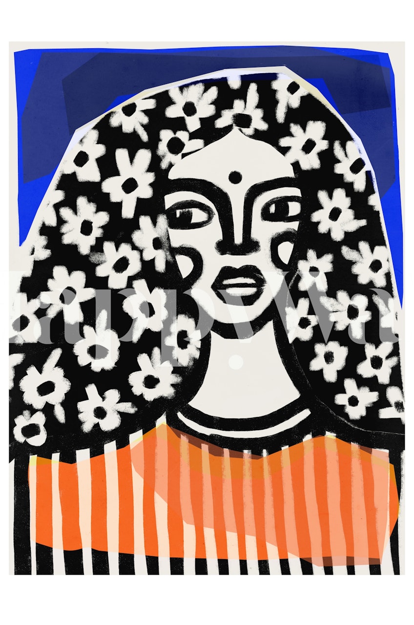 Abstract female figure with floral pattern Before You Go wall mural