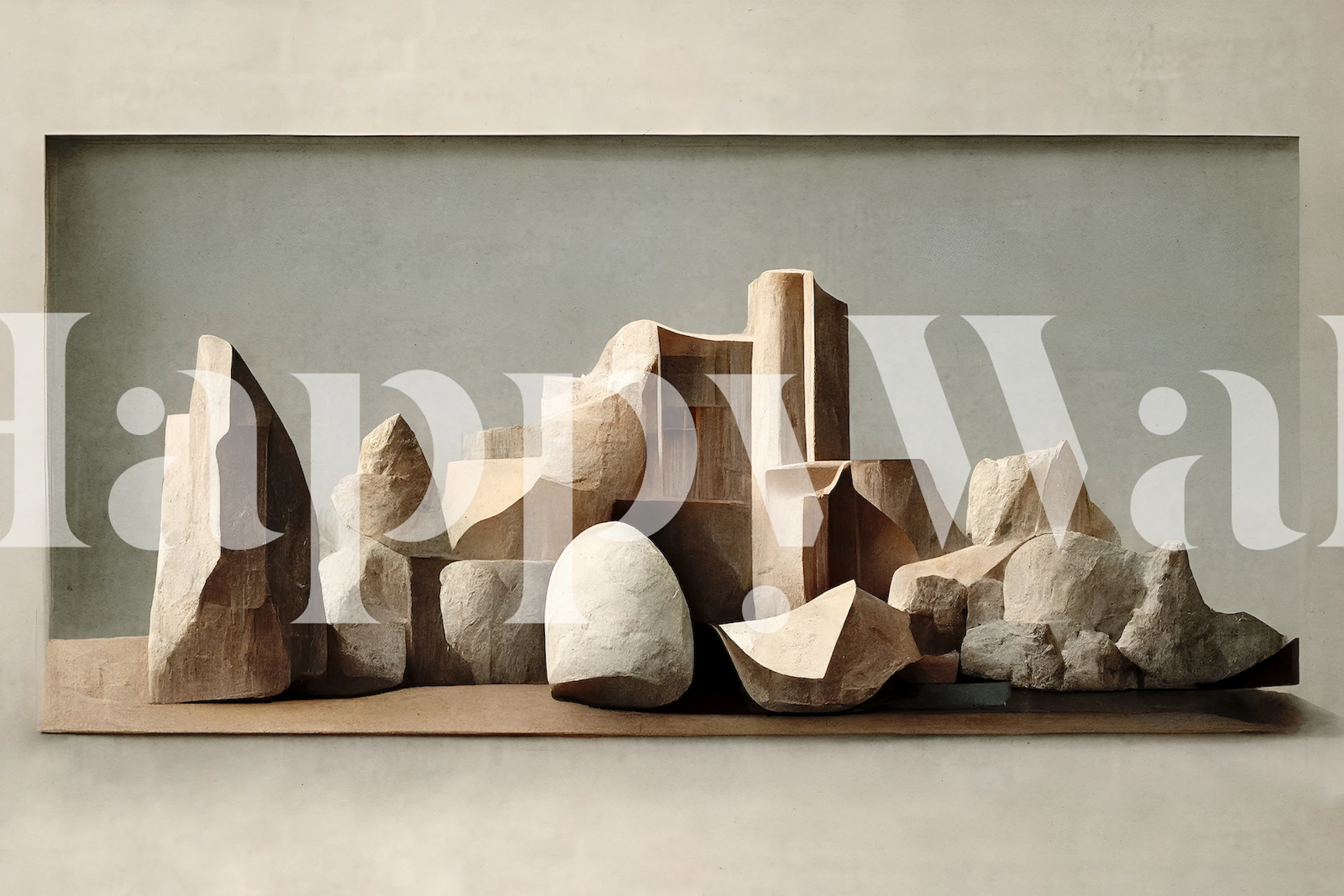 Papel de parede Carved Rocks exibido em um quarto