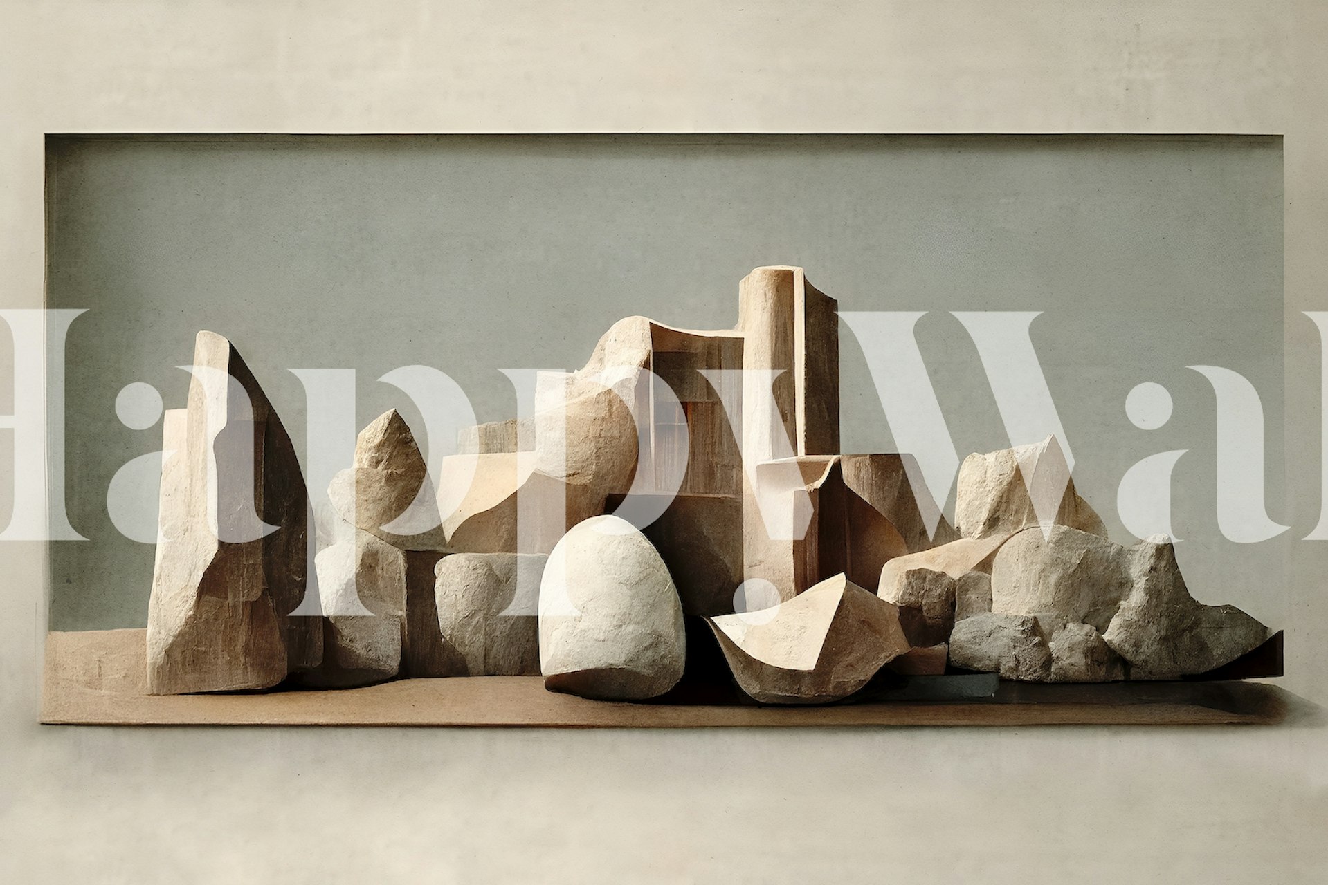 Papel pintado Carved Rocks mostrado en una habitación