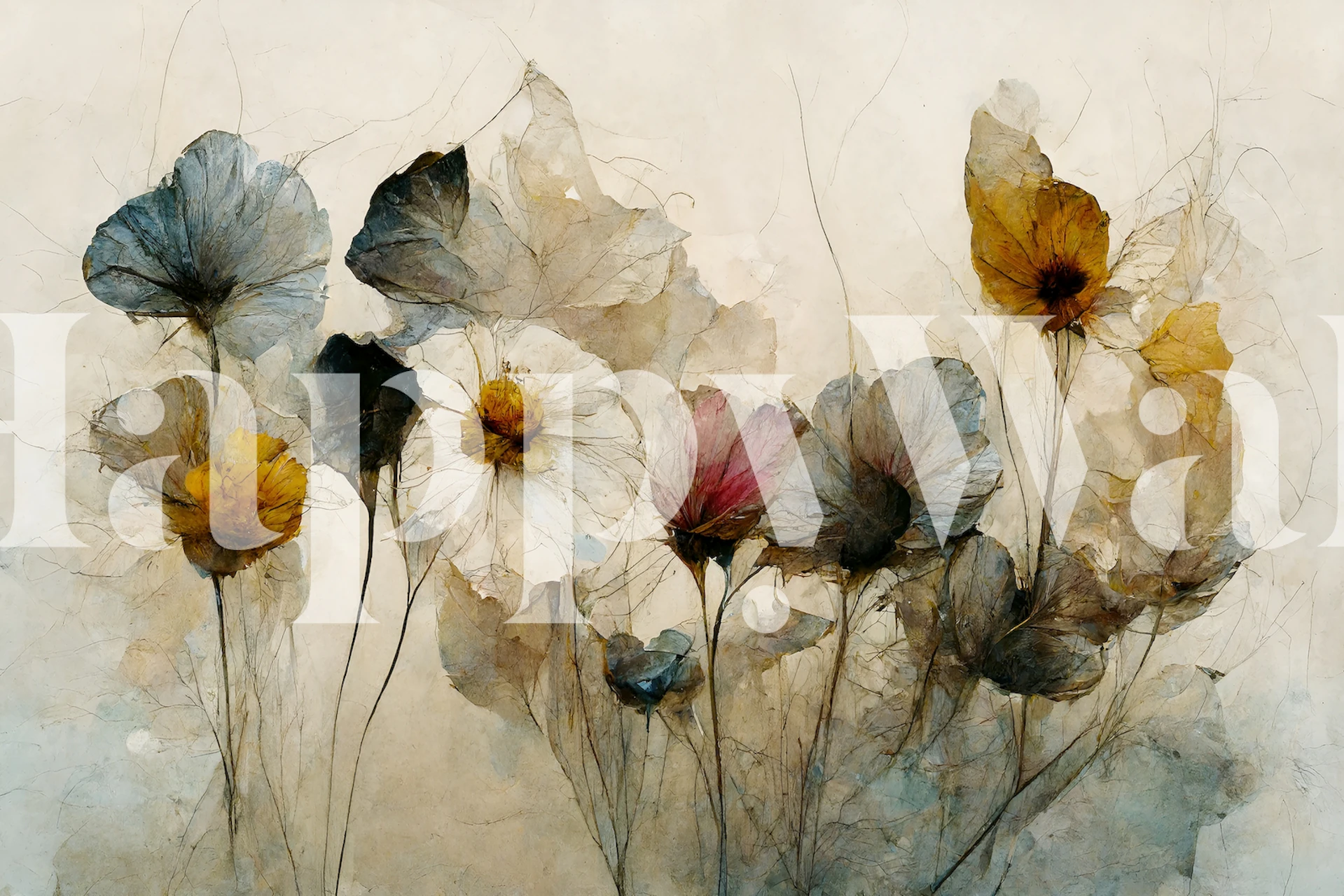 Watercolor floral arrangement in soft colors wallpaper