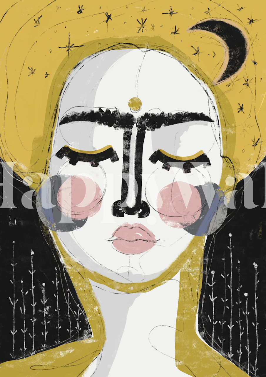 The Goddess Of The Night wallpaper displayed in a room