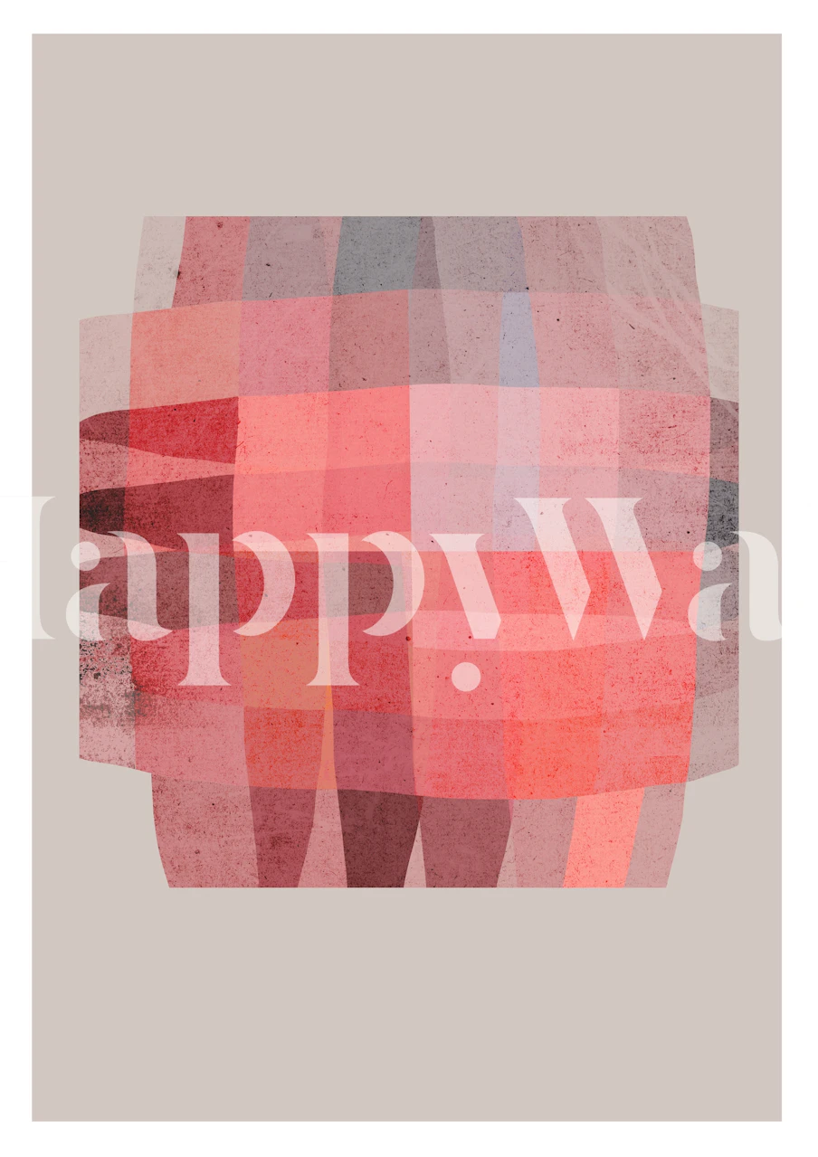 Abstract knotted design wall mural with geometric shapes in blush, crimson, and earth tones