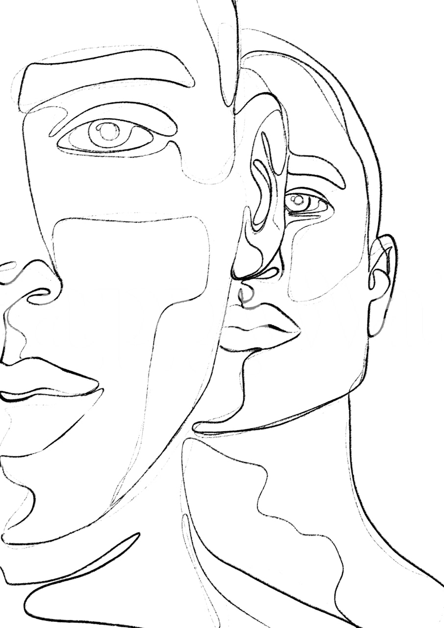 Men abstraktni portret tapeta u sobi