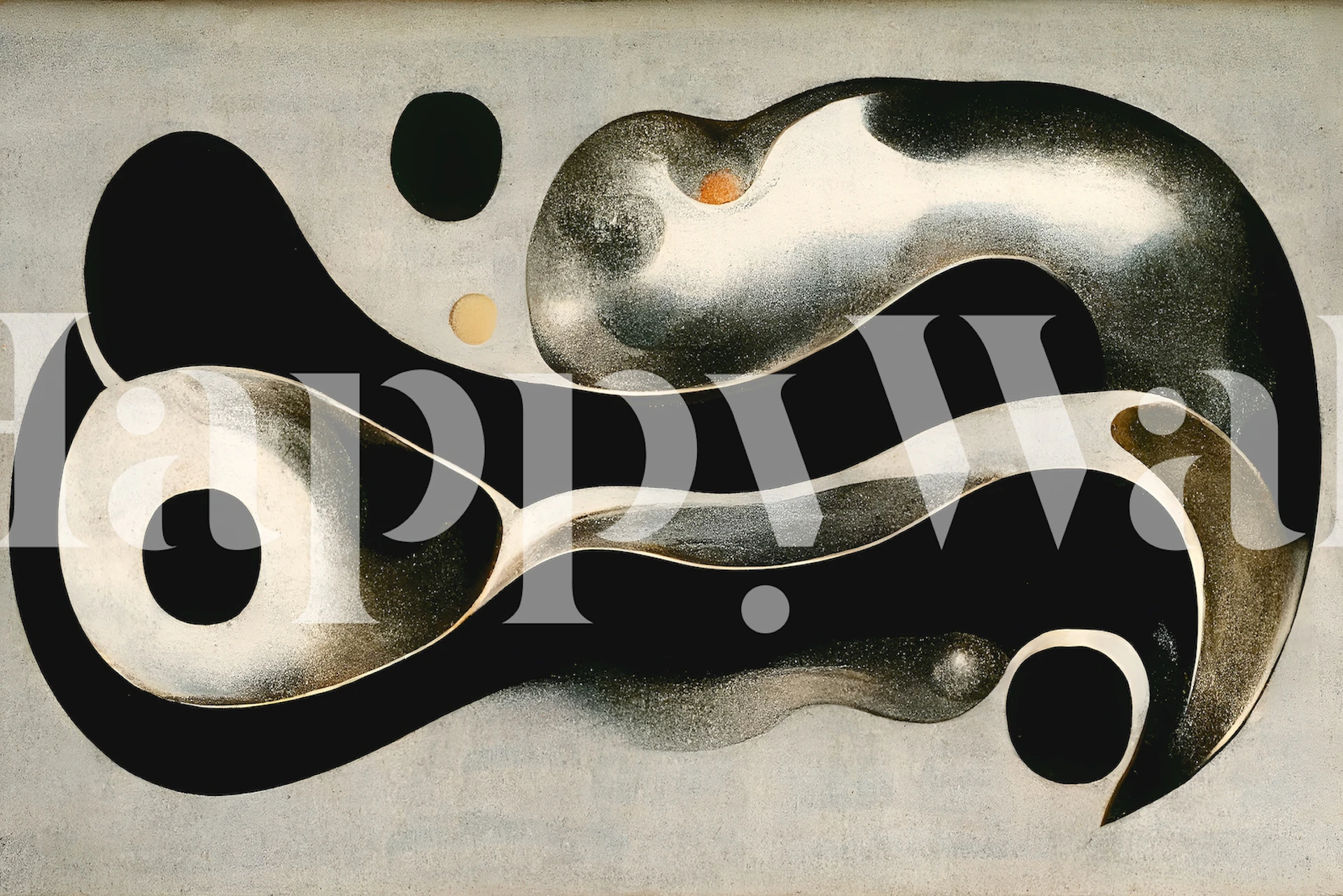 Abstract black and white melted metal wallpaper