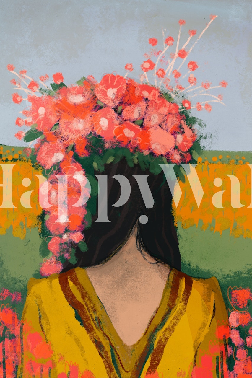 Floral wallpaper design in a room