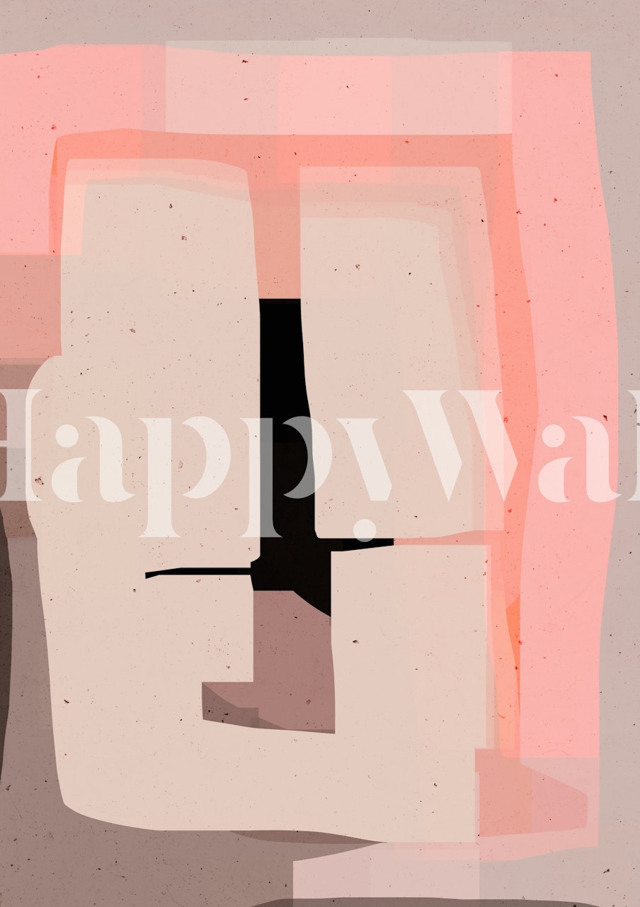 Modern abstract wallpaper with pink and beige shapes