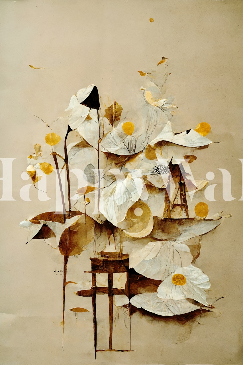 Primula floral wallpaper design in a room