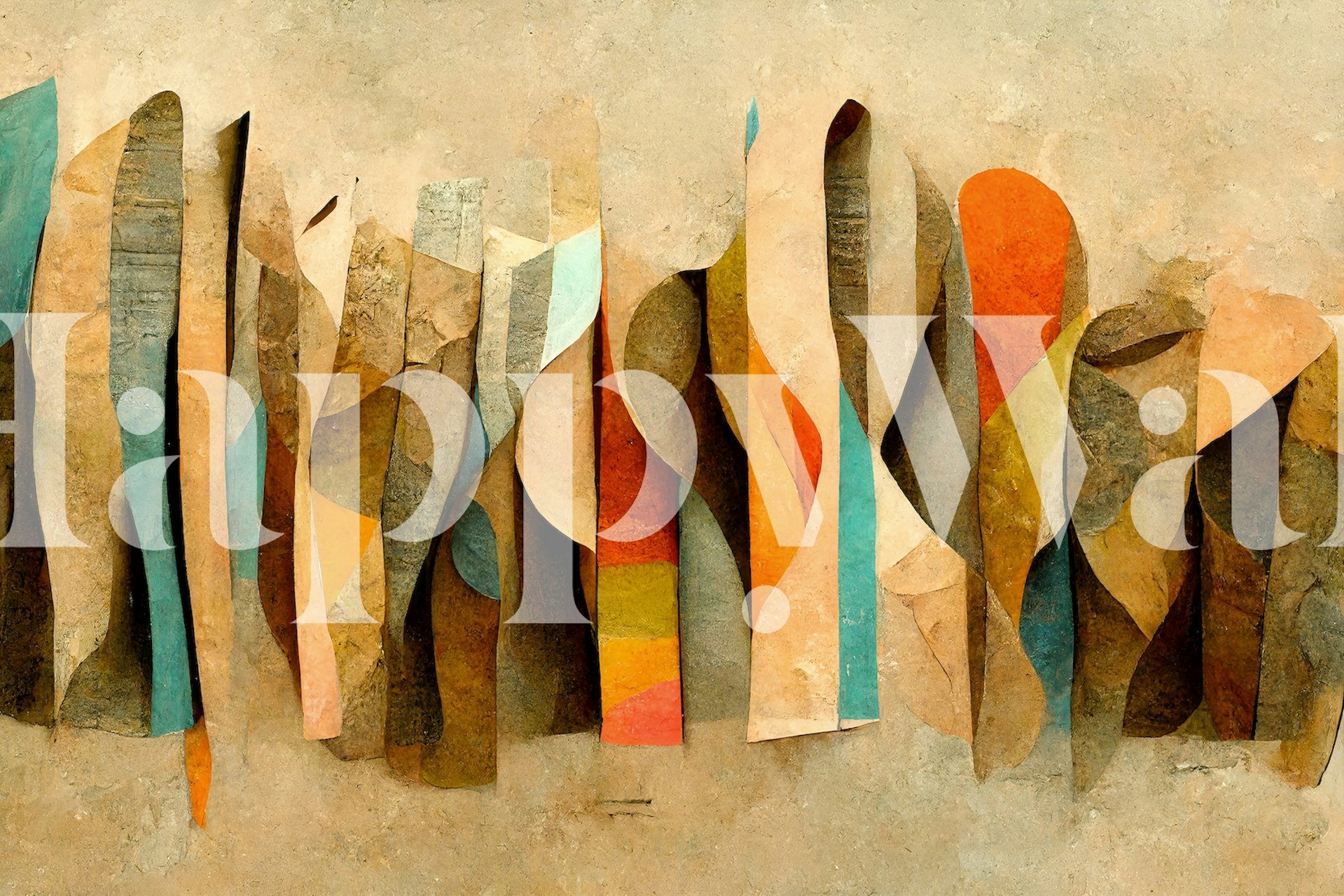 Colorful abstract scroll pattern wallpaper